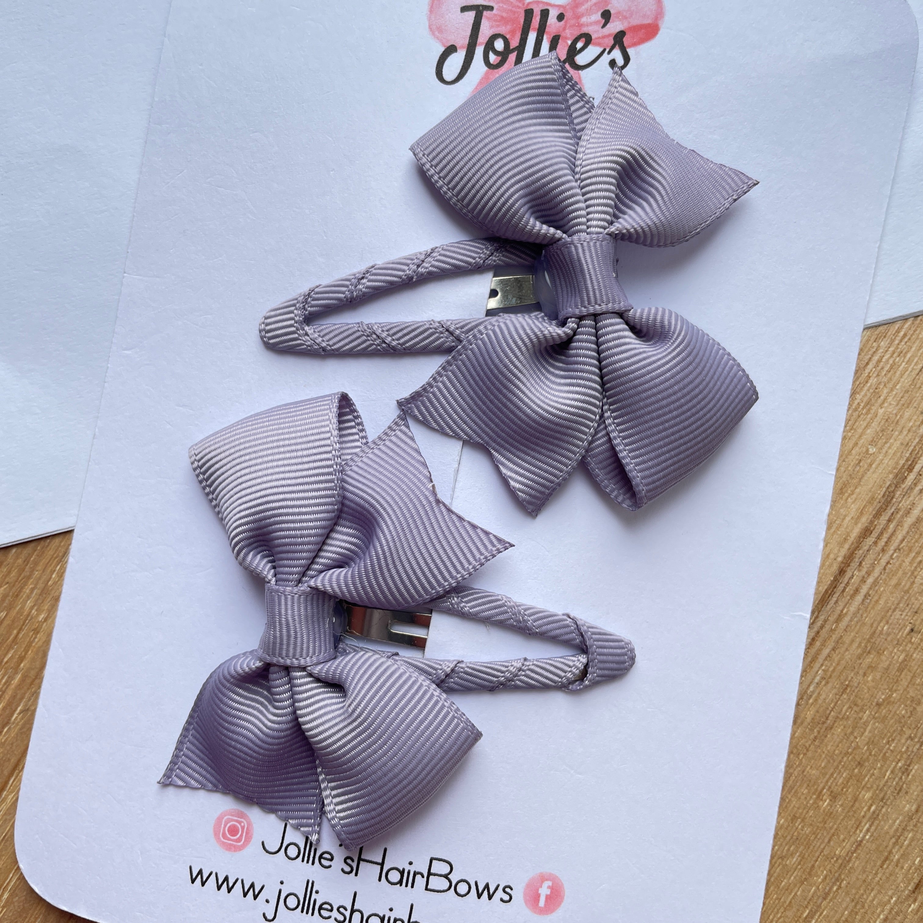 2.5" Thistle Bow Snap Clips – Grosgrain Ribbon Hair Clips for Girls (Set of 2)