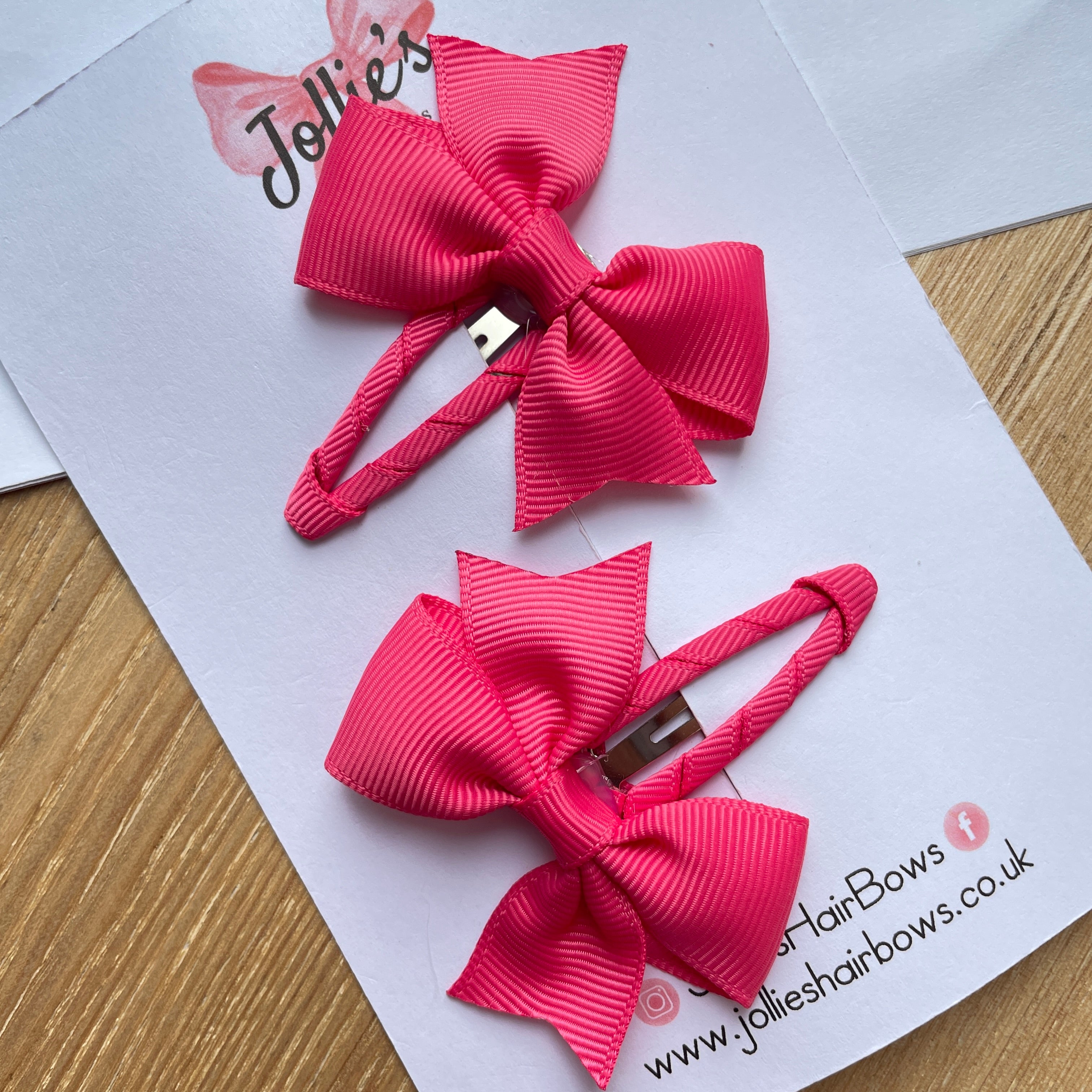 2.5" Camellia Rose Bow Snap Clips β Grosgrain Ribbon Hair Clips for Girls (Set of 2)