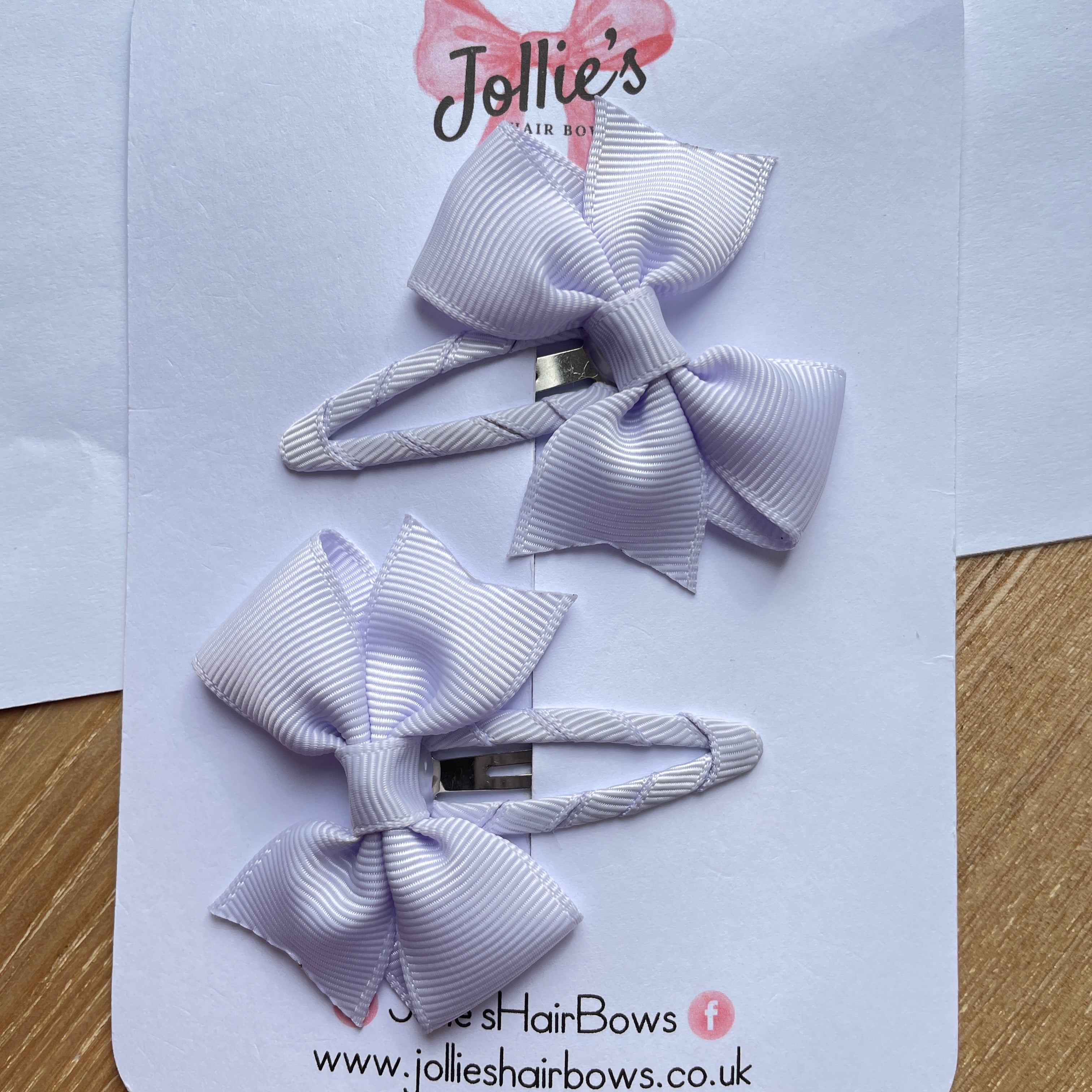 2.5" Lilac Mist Bow Snap Clips – Grosgrain Ribbon Hair Clips for Girls (Set of 2)