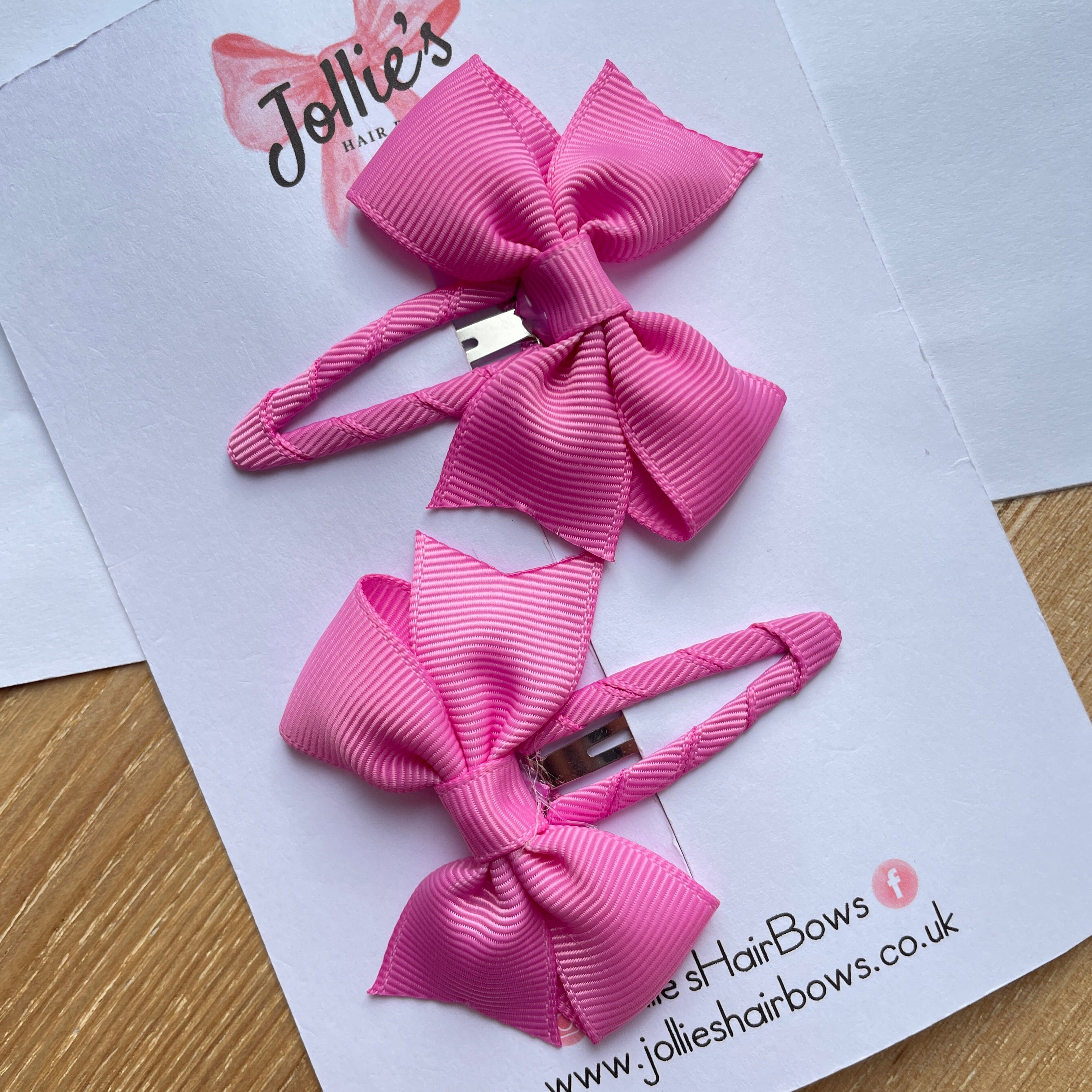 2.5" Rose Bloom Bow Snap Clips β Grosgrain Ribbon Hair Clips for Girls (Set of 2)