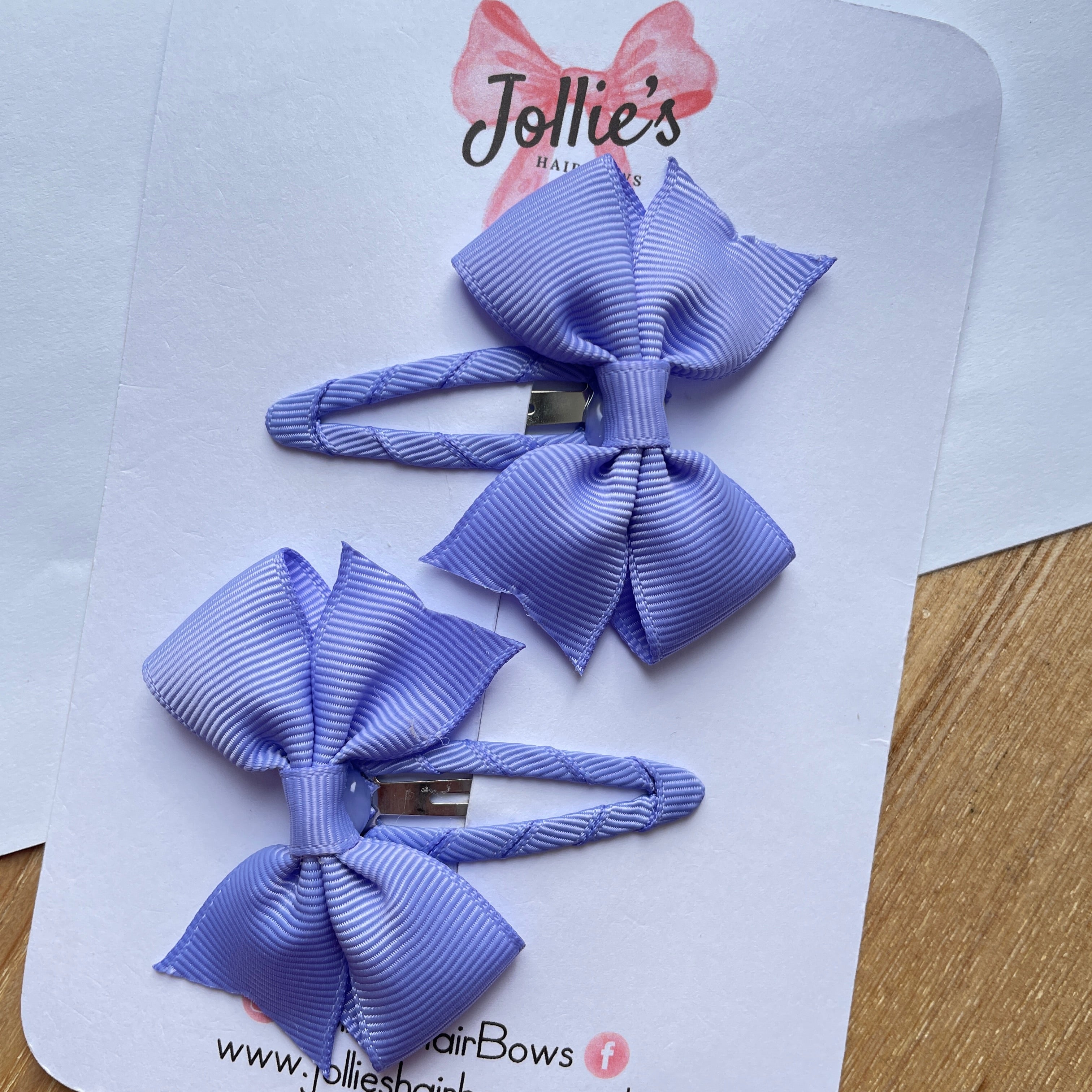 2.5" Iris Bow Snap Clips – Grosgrain Ribbon Hair Clips for Girls (Set of 2)