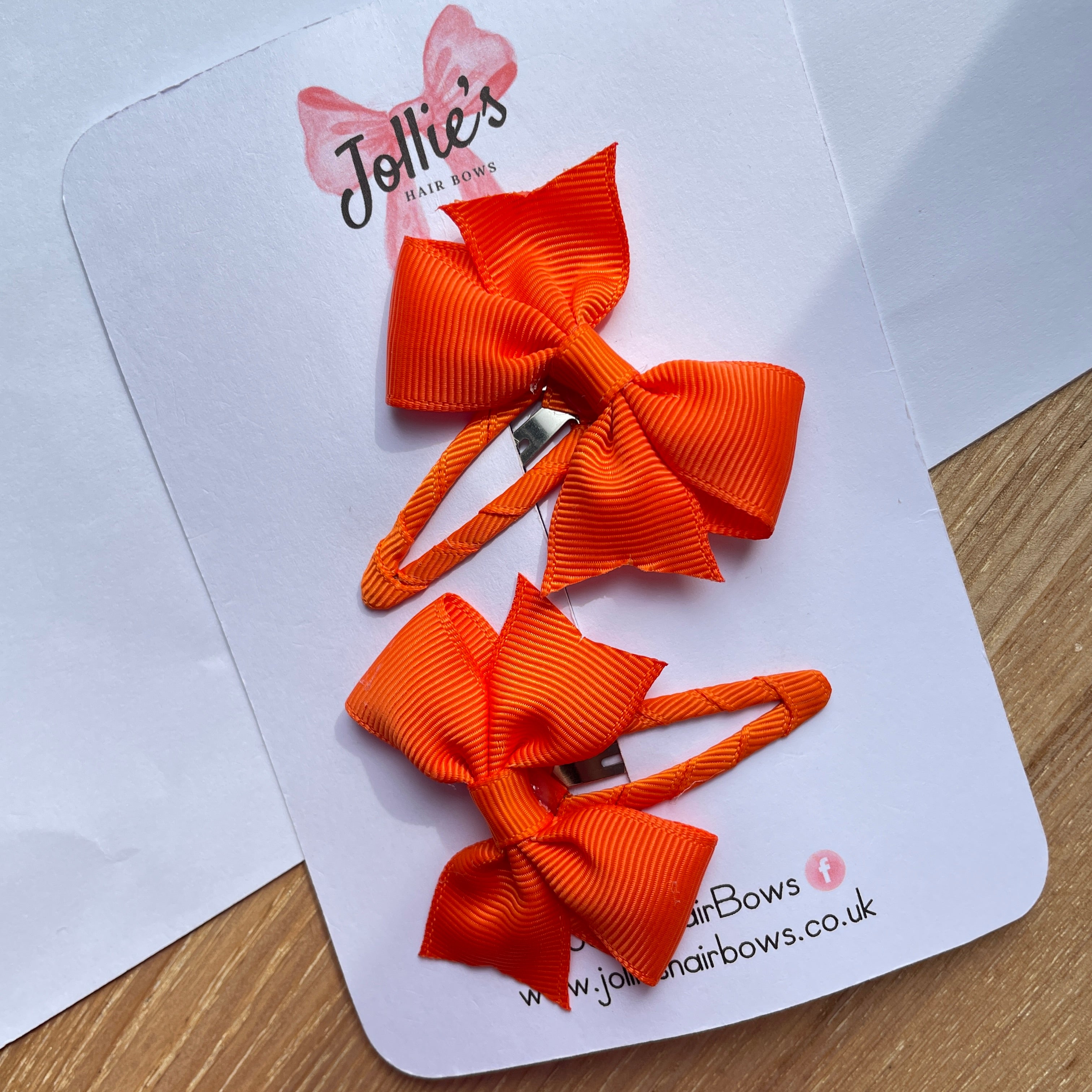 2.5" Russet Orange Bow Snap Clips – Grosgrain Ribbon Hair Clips for Girls (Set of 2)