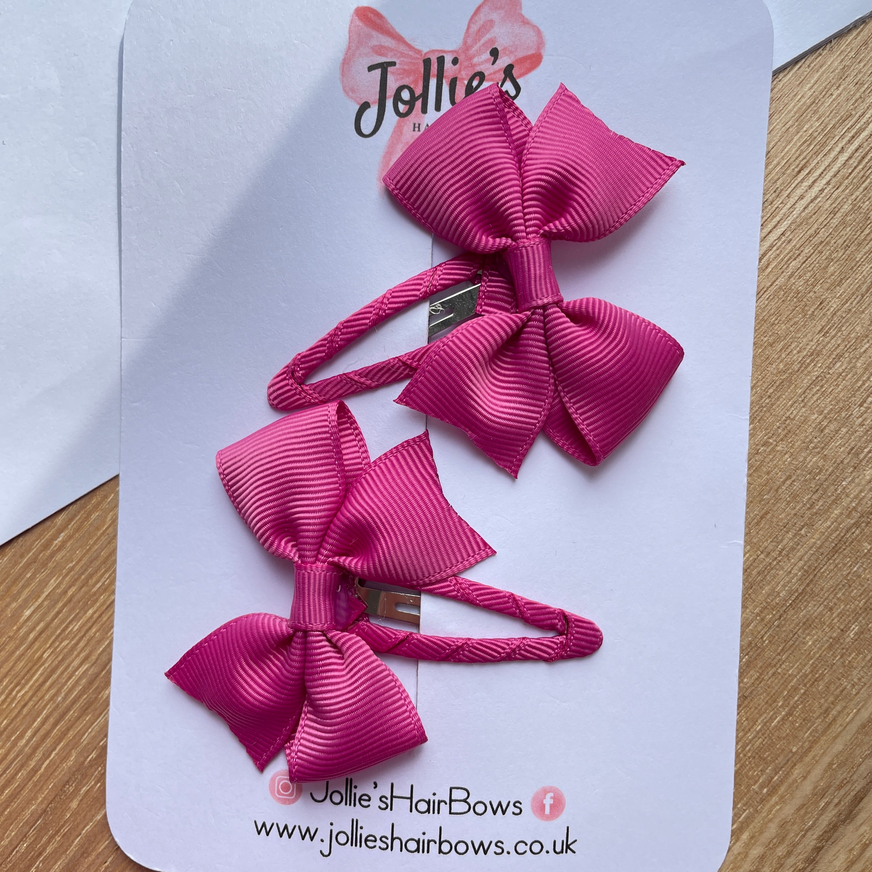2.5" Raspberry Rose Bow Snap Clips β Grosgrain Ribbon Hair Clips for Girls (Set of 2)