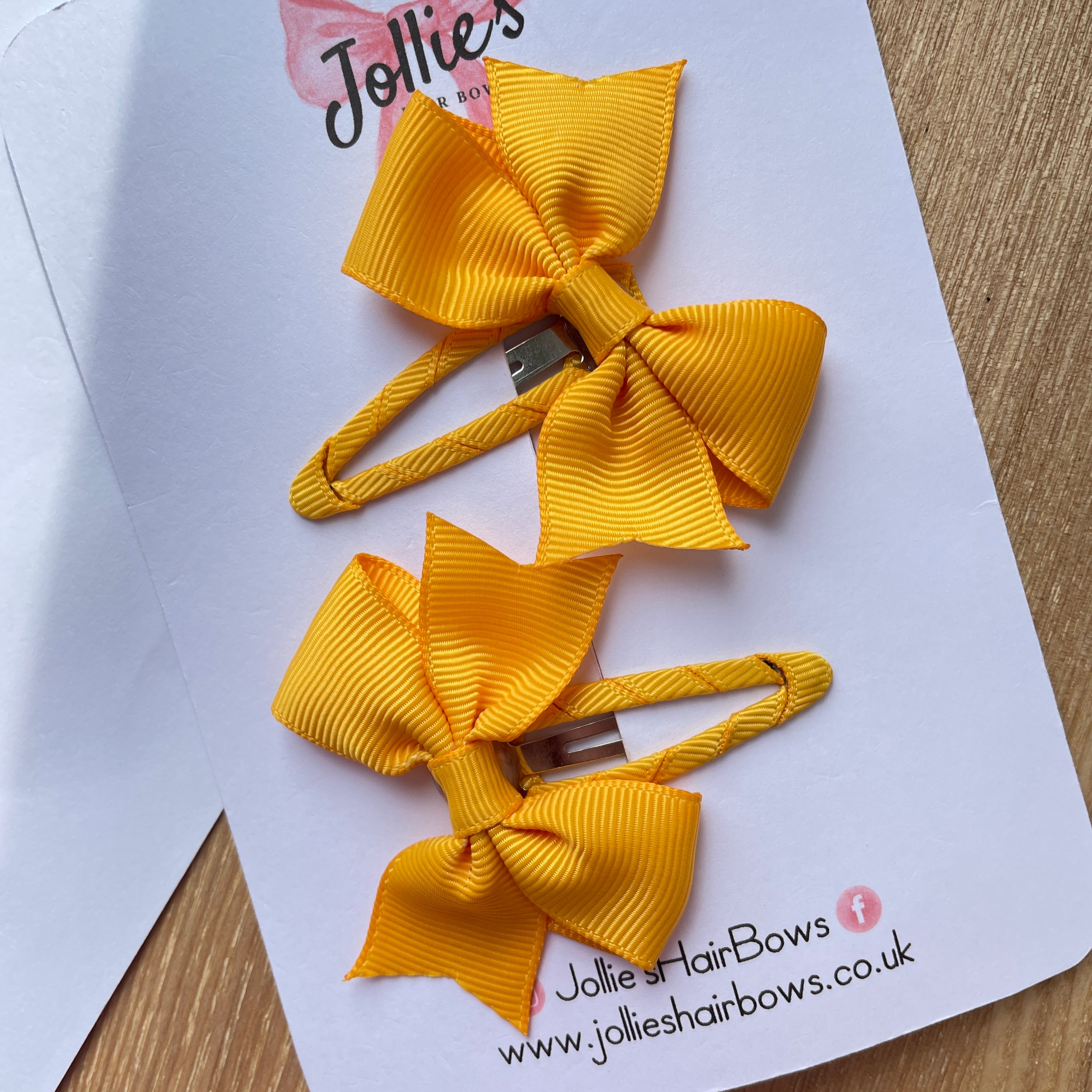 2.5" Dandelion Bow Snap Clips – Grosgrain Ribbon Hair Clips for Girls (Set of 2)