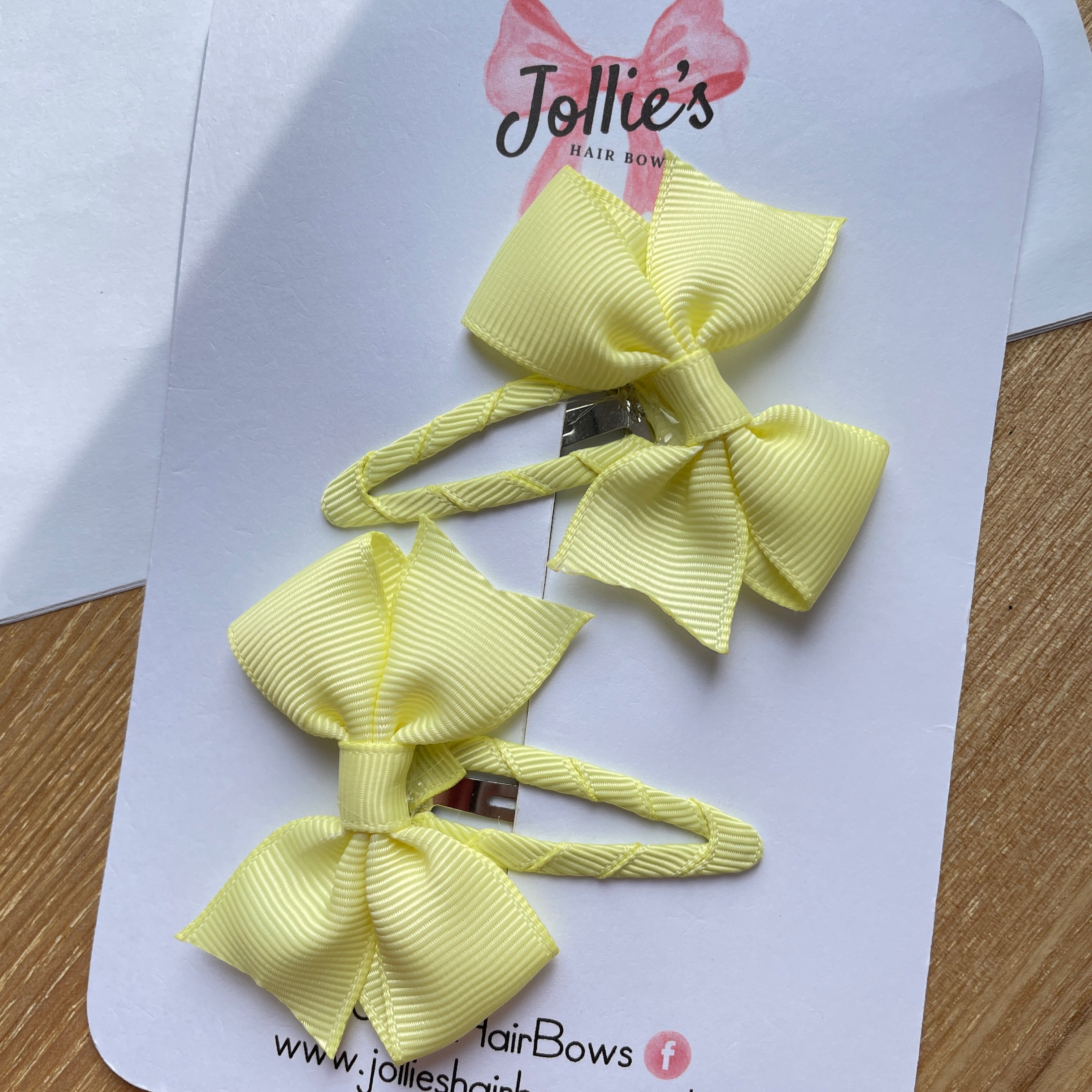 2.5" Baby Maize Bow Snap Clips – Grosgrain Ribbon Hair Clips for Girls (Set of 2)