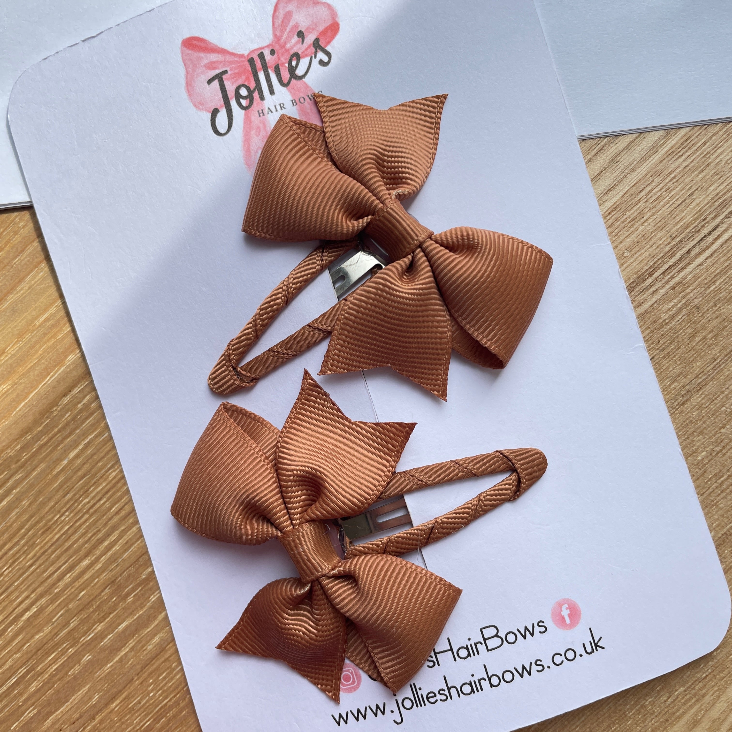 2.5" Chipmunk Bow Snap Clips – Grosgrain Ribbon Hair Clips for Girls (Set of 2)