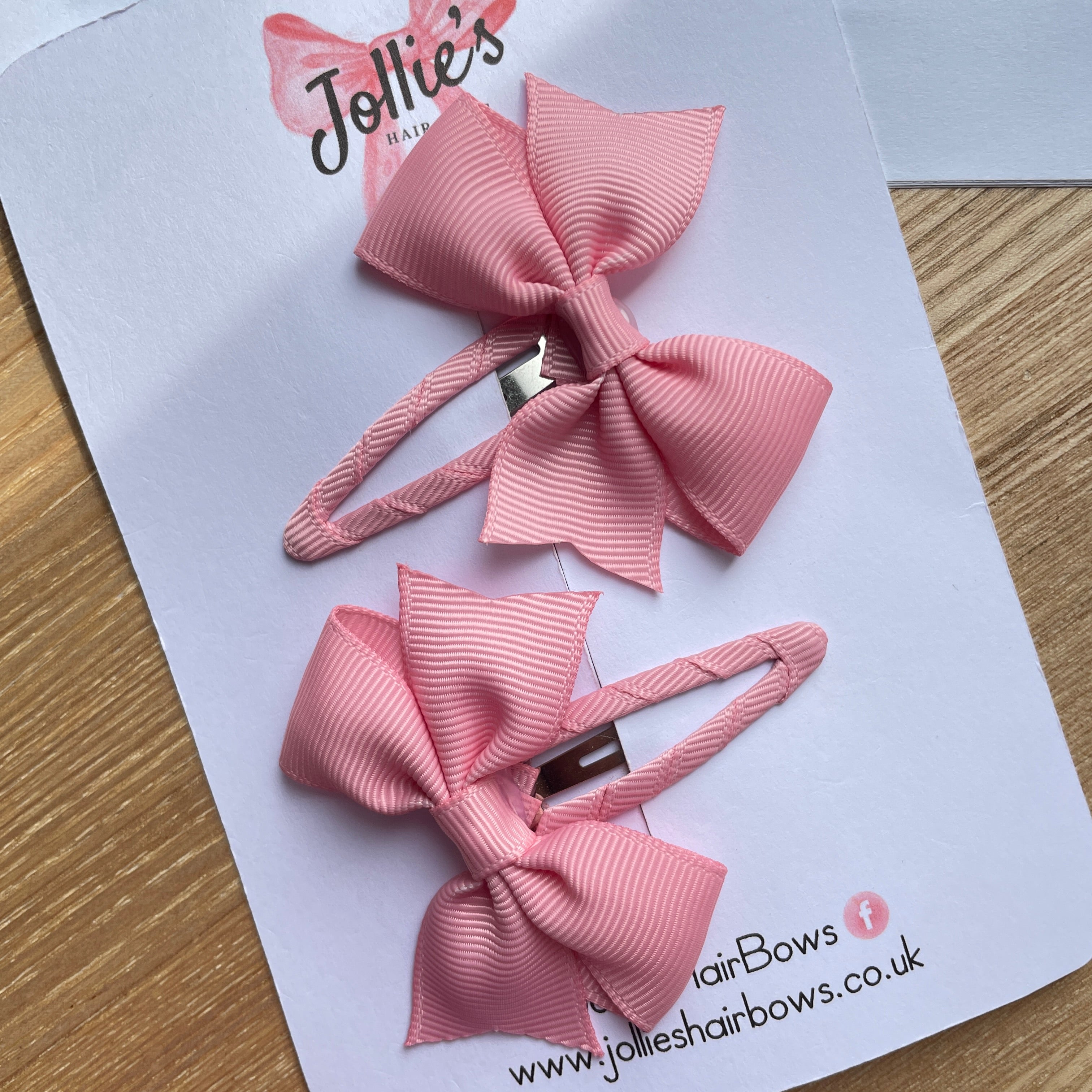 2.5" Peony Bow Snap Clips – Grosgrain Ribbon Hair Clips for Girls (Set of 2)