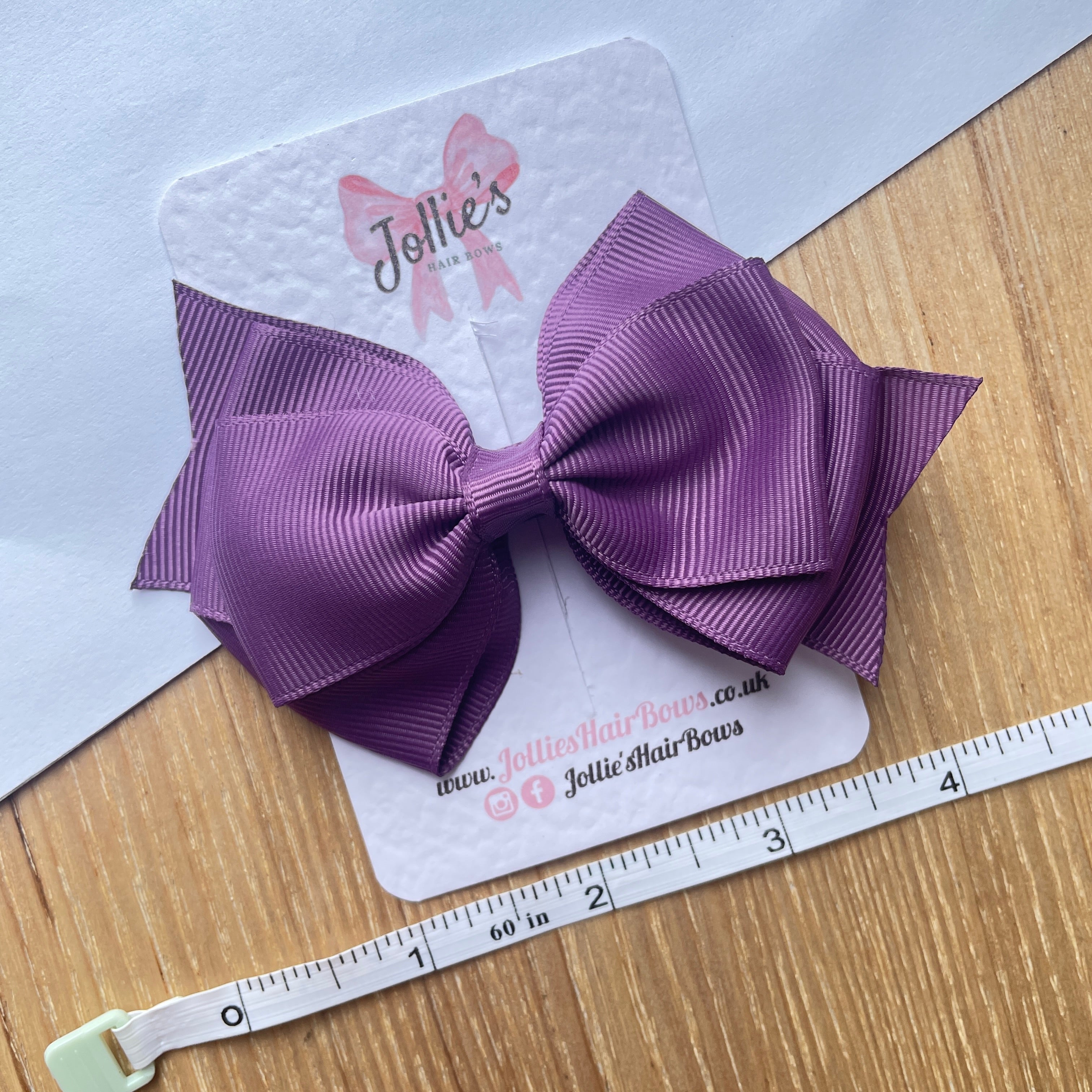 4" Amethyst Triple Layer Hair Bow – Grosgrain Ribbon with Lined Alligator Clip