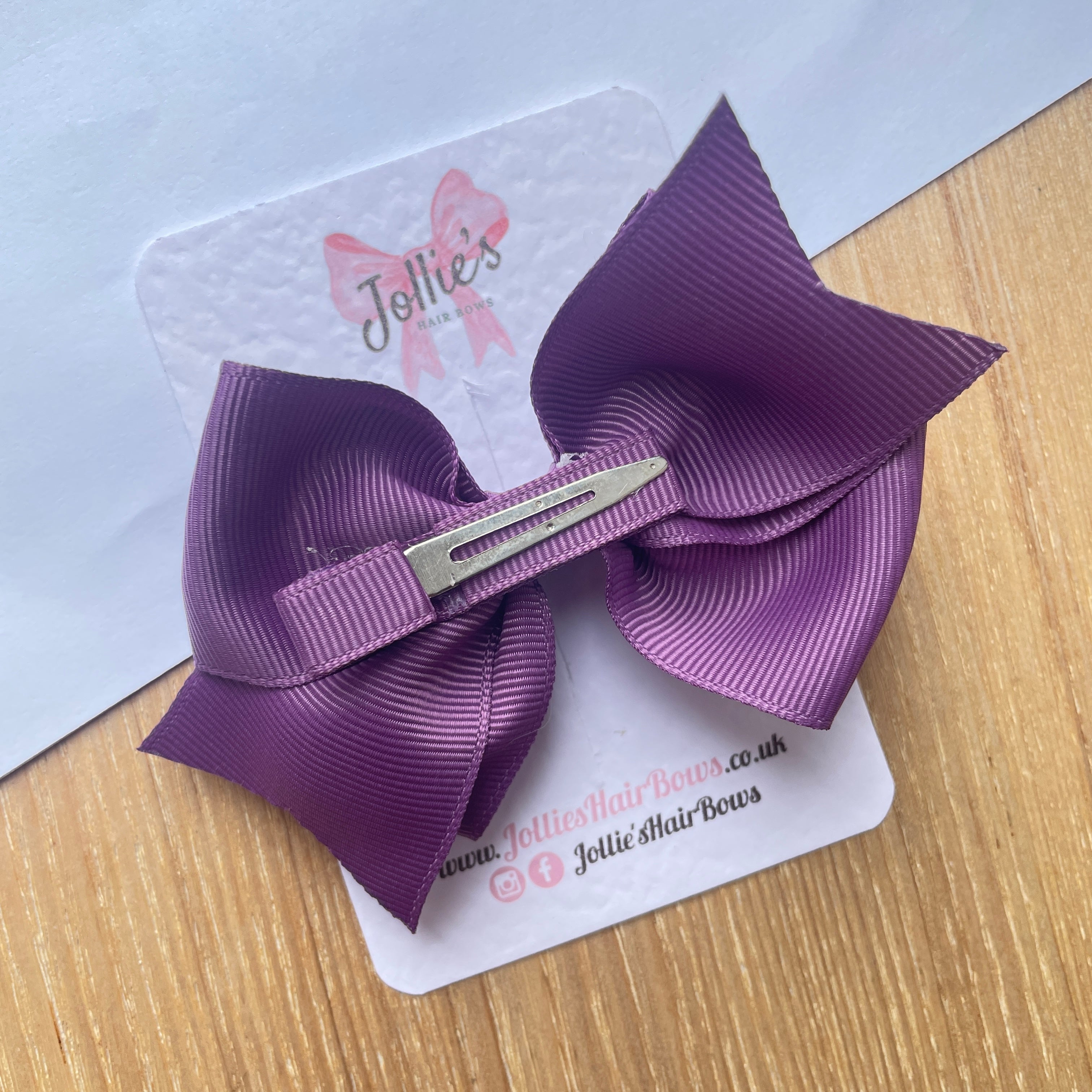 4" Amethyst Triple Layer Hair Bow – Grosgrain Ribbon with Lined Alligator Clip