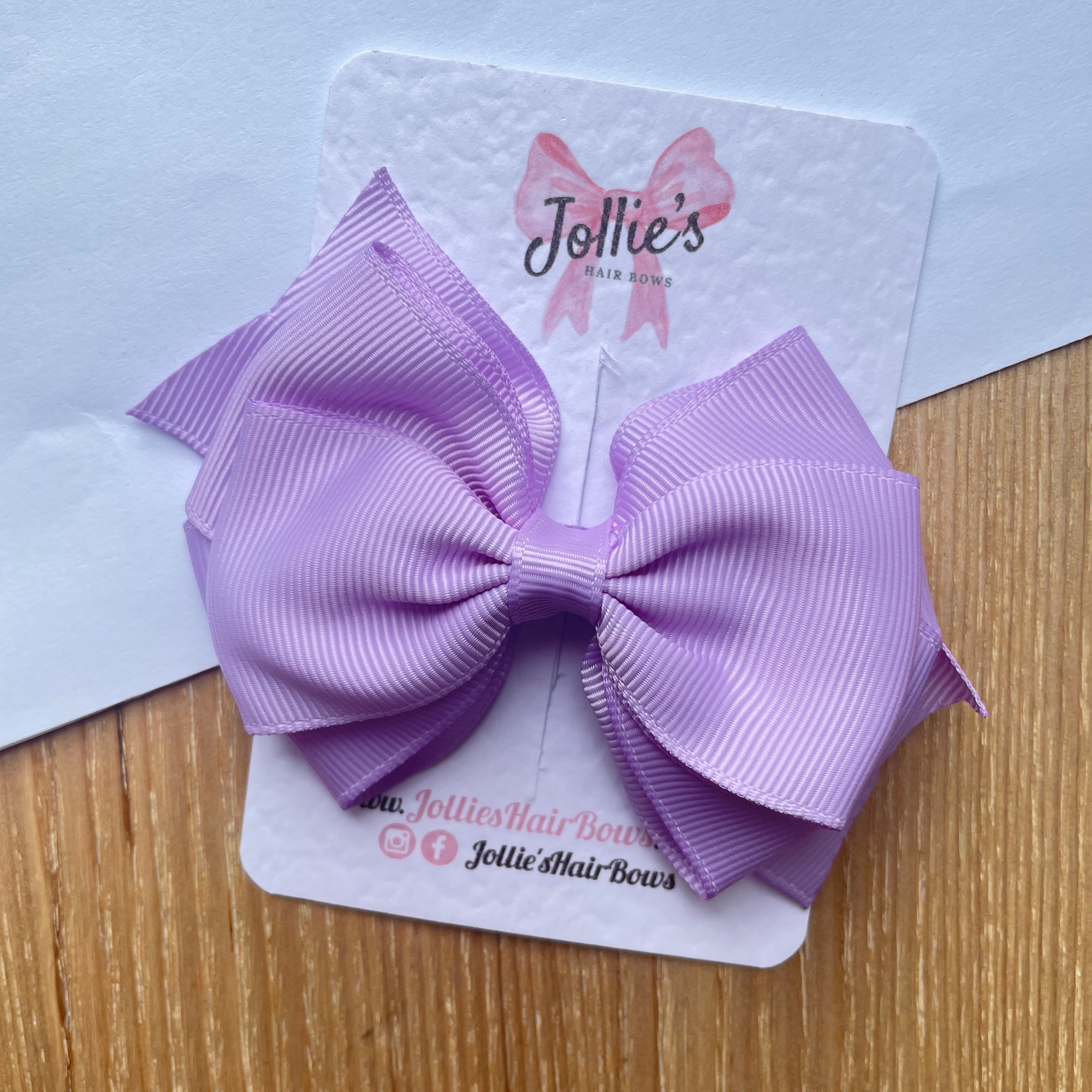 4" Light Orchid Triple Layer Hair Bow – Grosgrain Ribbon with Lined Alligator Clip