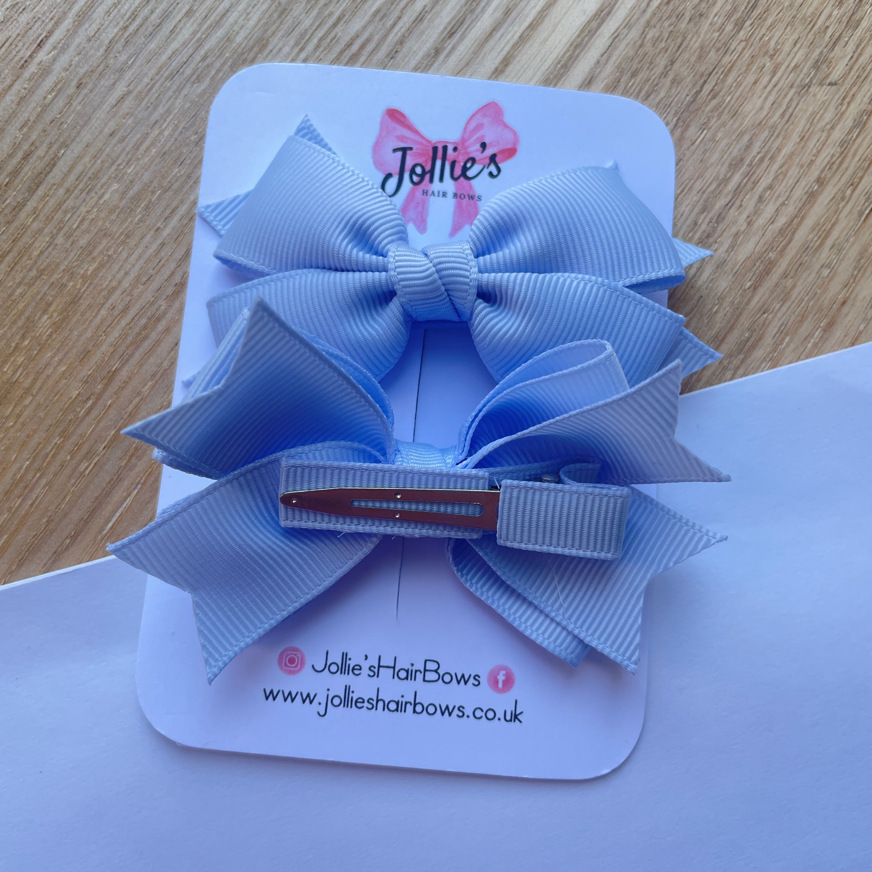 3" Bluebell Layered Hair Bows (Pair) β Grosgrain with Alligator Clip