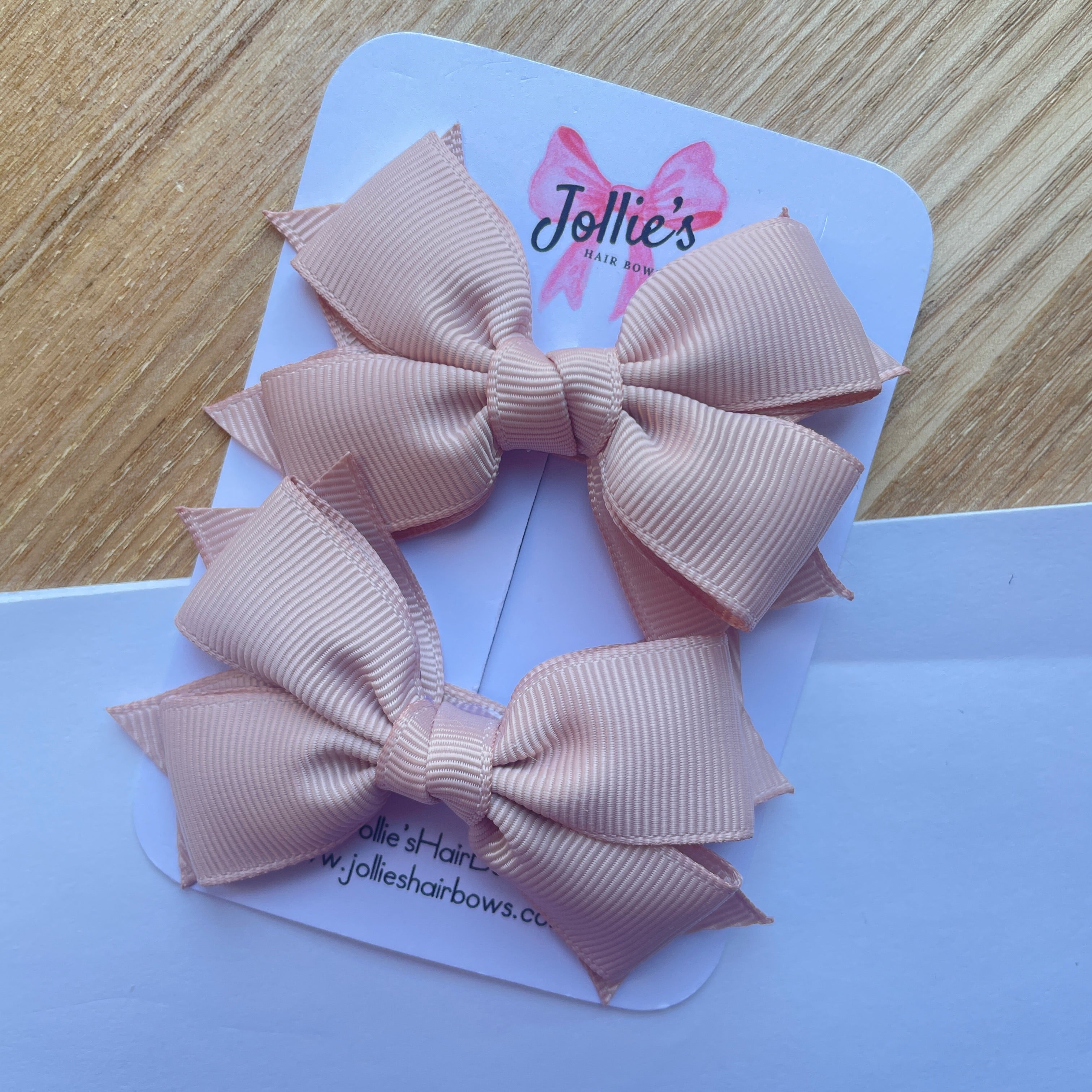 3" Vanilla Layered Hair Bows (Pair) – Grosgrain with Alligator Clip