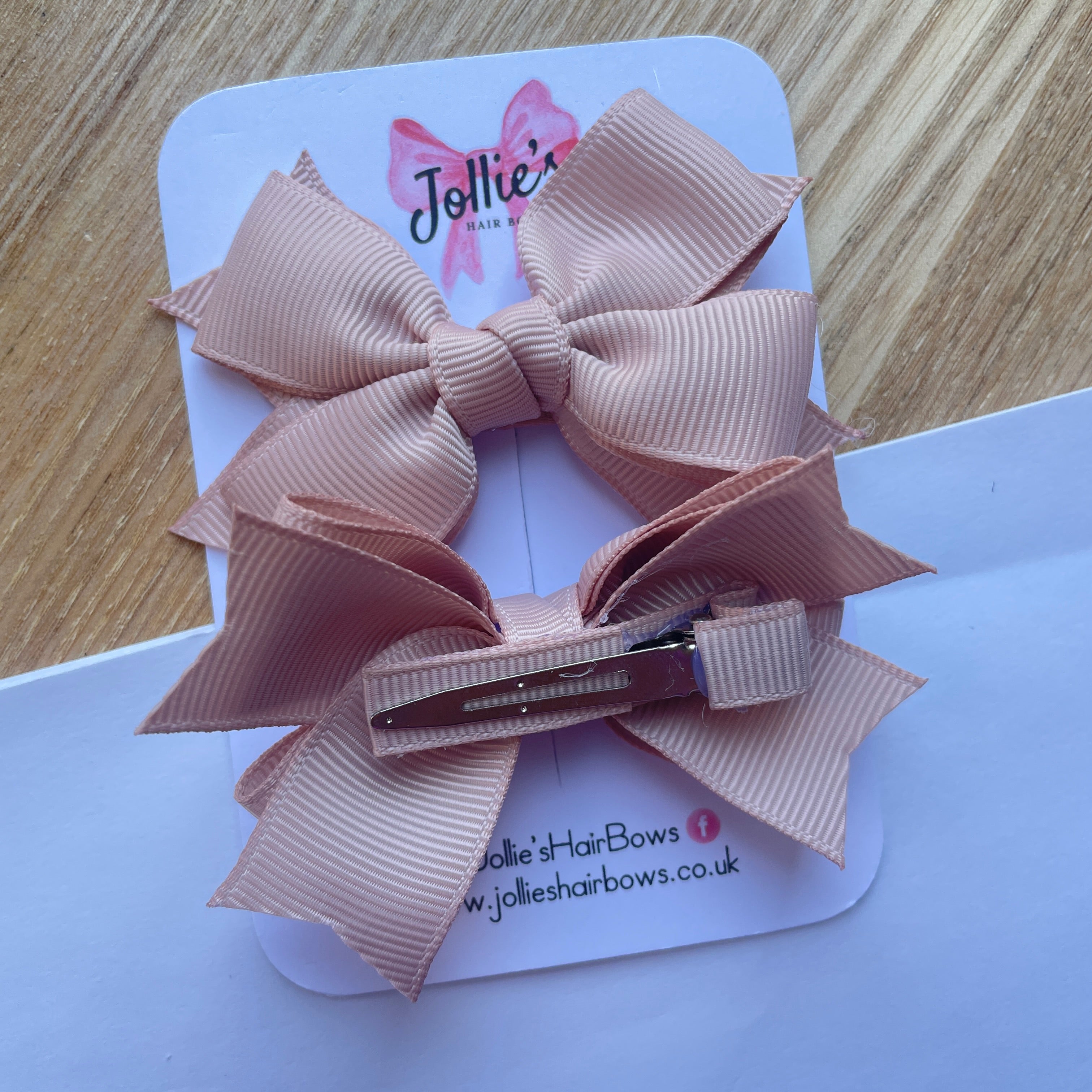 3" Vanilla Layered Hair Bows (Pair) – Grosgrain with Alligator Clip