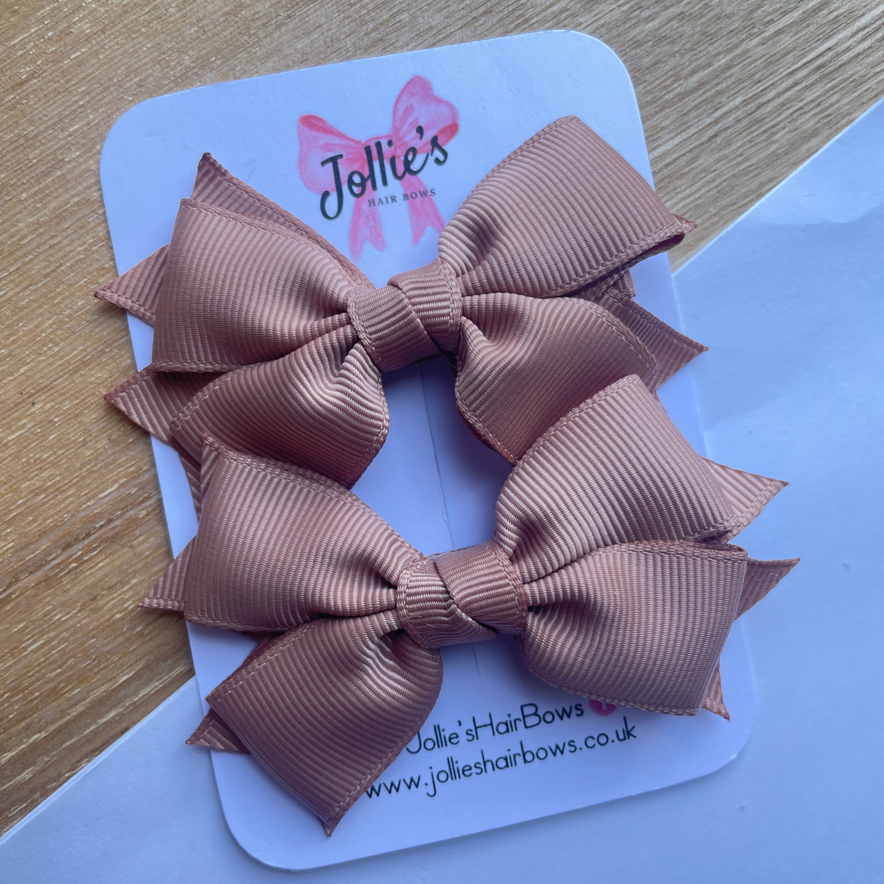 3" Natural Layered Hair Bows (Pair) – Grosgrain with Alligator Clip