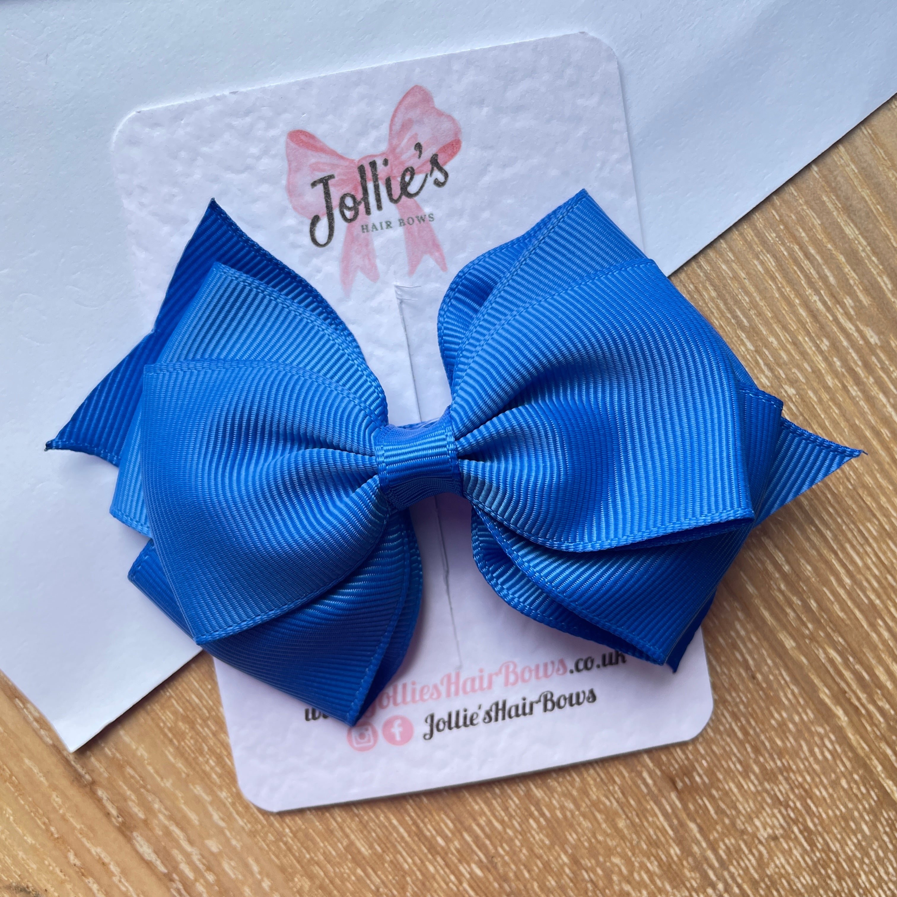 4" Royal Blue Triple Layer Hair Bow – Grosgrain Ribbon with Lined Alligator Clip