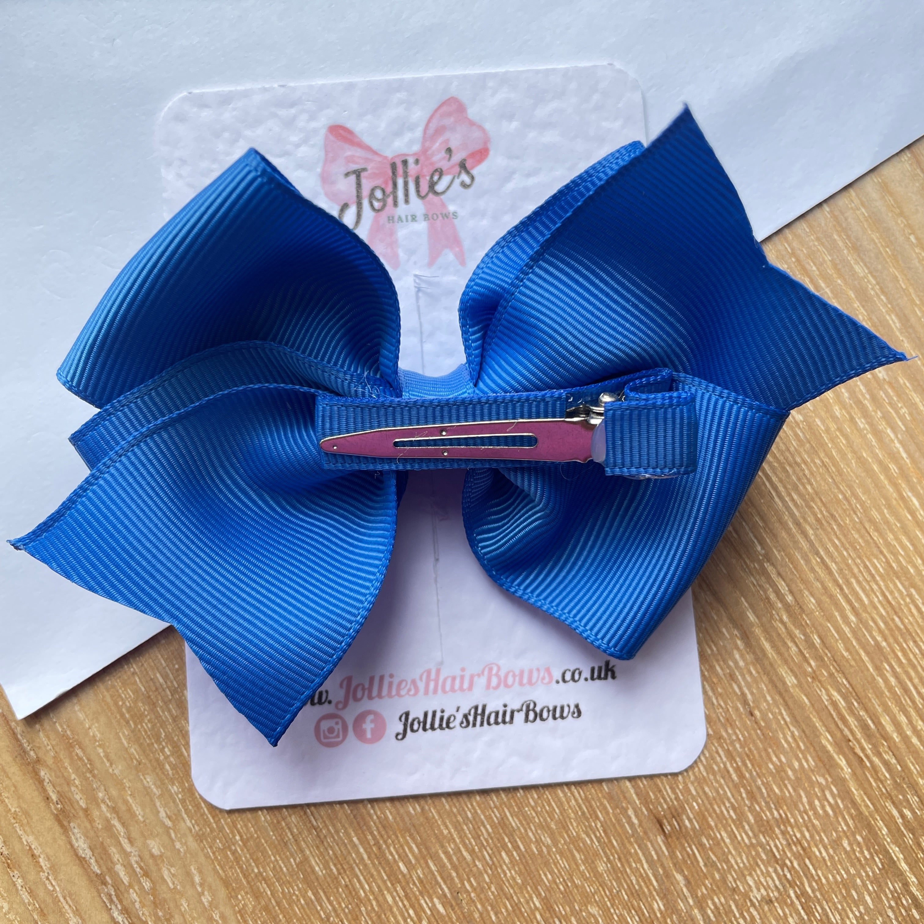4" Royal Blue Triple Layer Hair Bow – Grosgrain Ribbon with Lined Alligator Clip