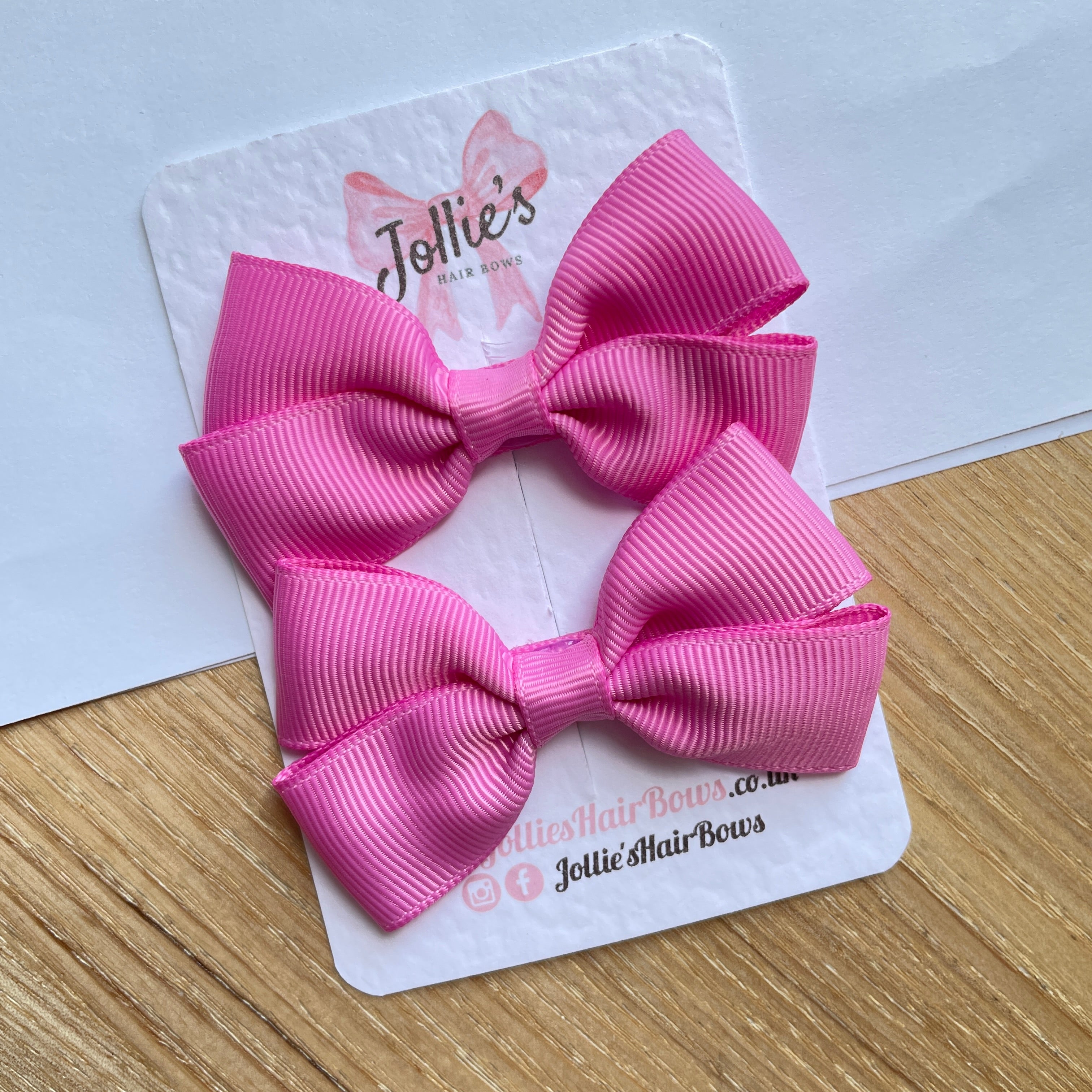 2.75" Rose Bloom Classic Hair Bows (Pair) – Grosgrain Ribbon with Lined Alligator Clips