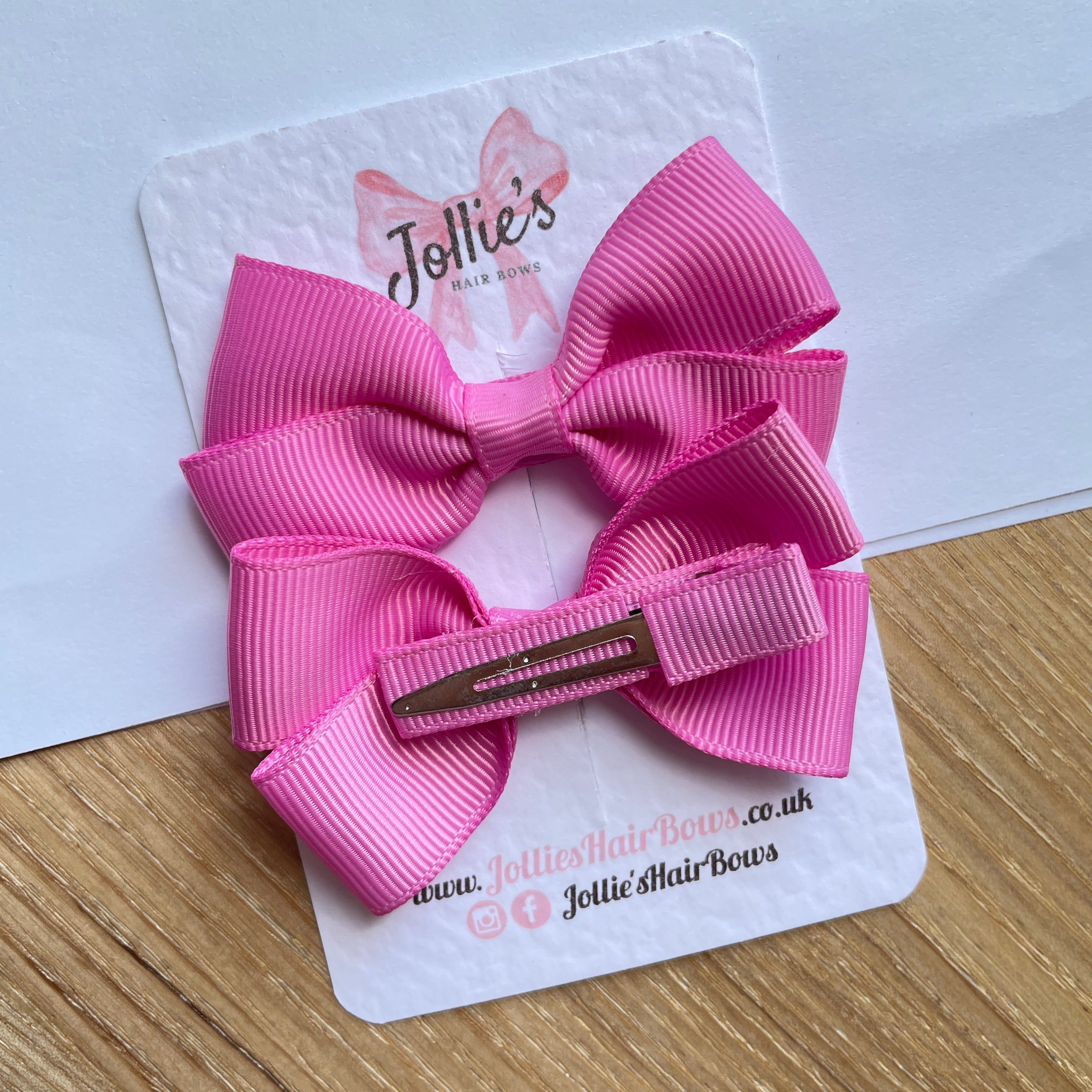 2.75" Rose Bloom Classic Hair Bows (Pair) – Grosgrain Ribbon with Lined Alligator Clips