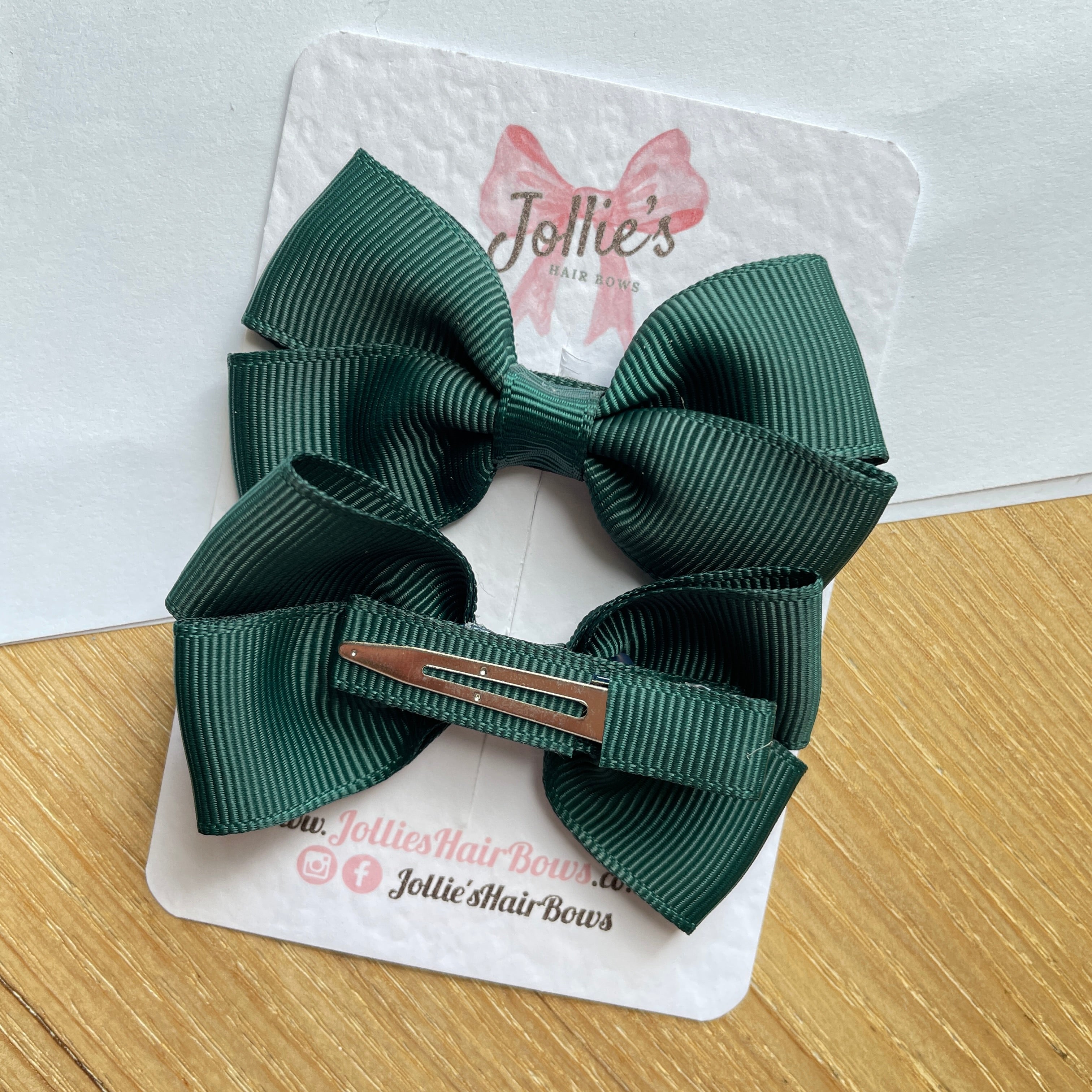 2.75" Spruce Classic Hair Bows (Pair) – Grosgrain Ribbon with Lined Alligator Clips