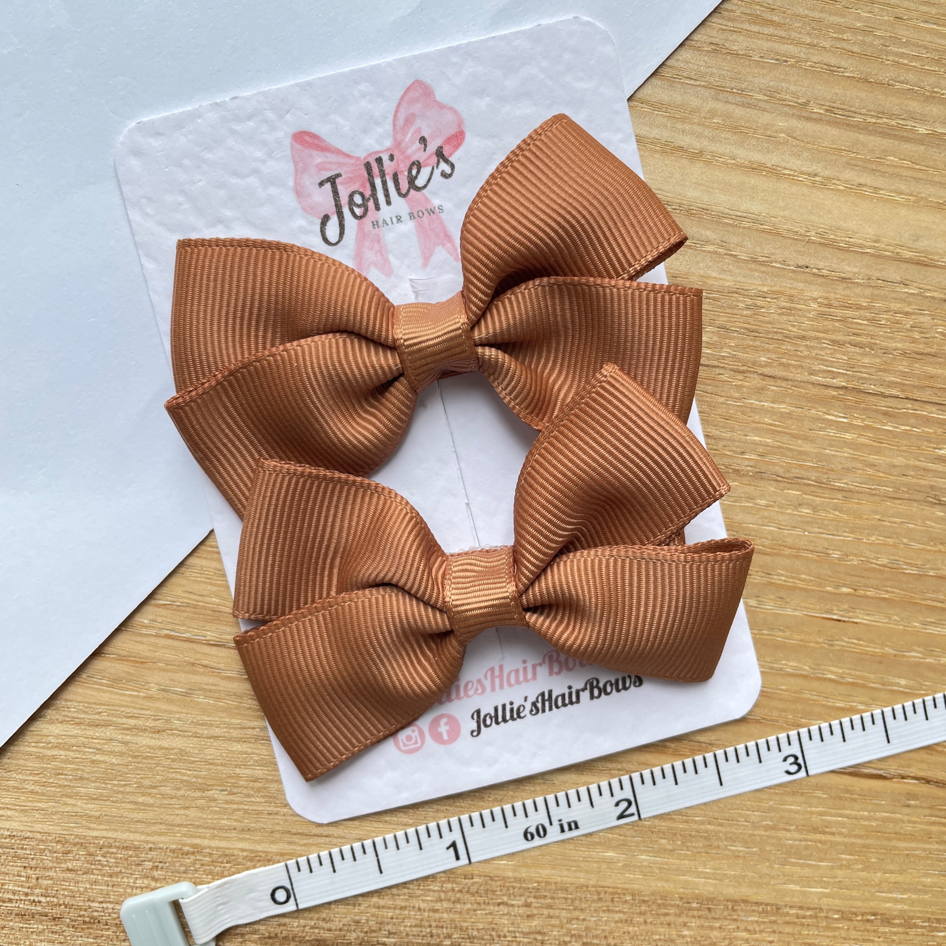2.75" Chipmunk Classic Hair Bows (Pair) – Grosgrain Ribbon with Lined Alligator Clips