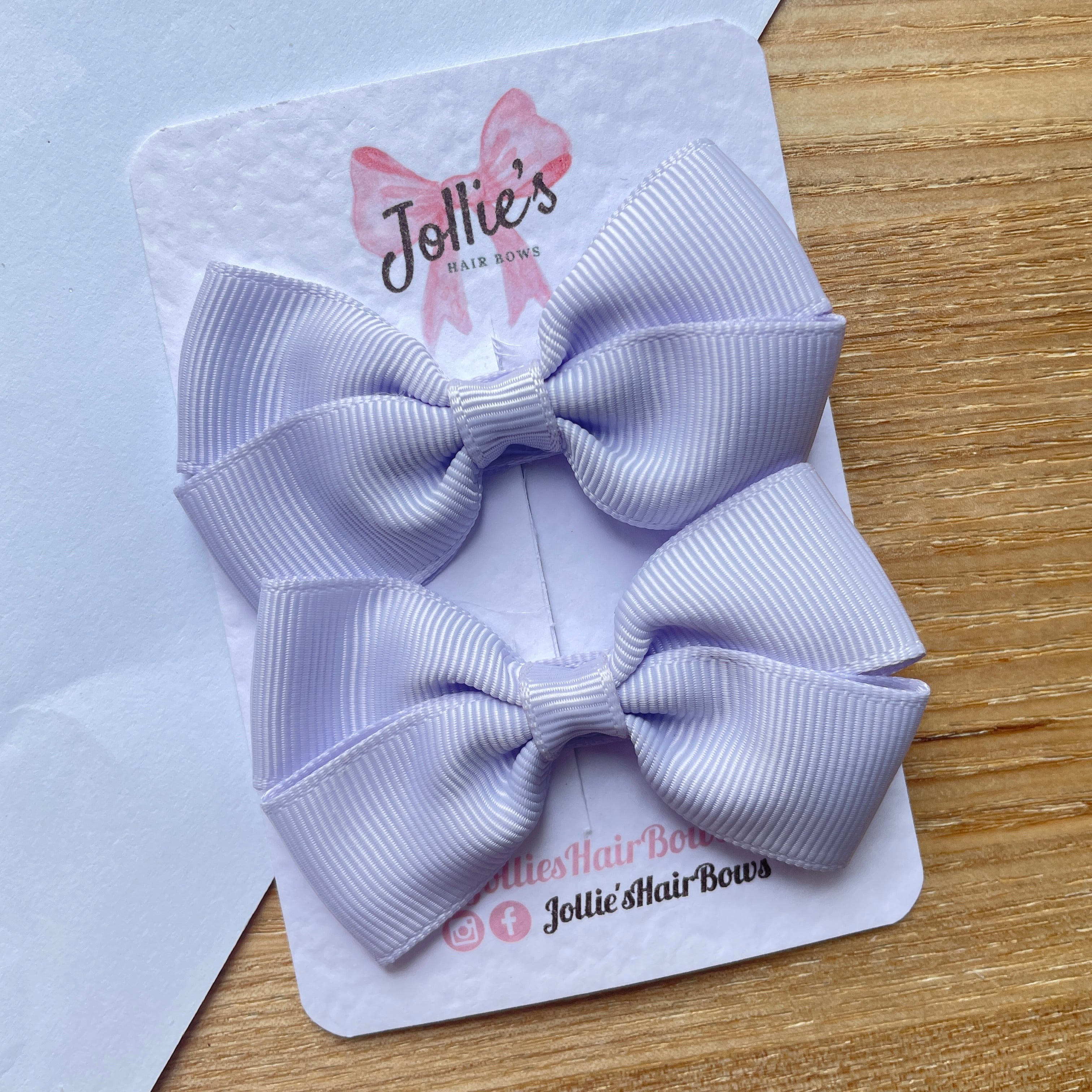 2.75" Lilac Mist Classic Hair Bows (Pair) – Grosgrain Ribbon with Lined Alligator Clips