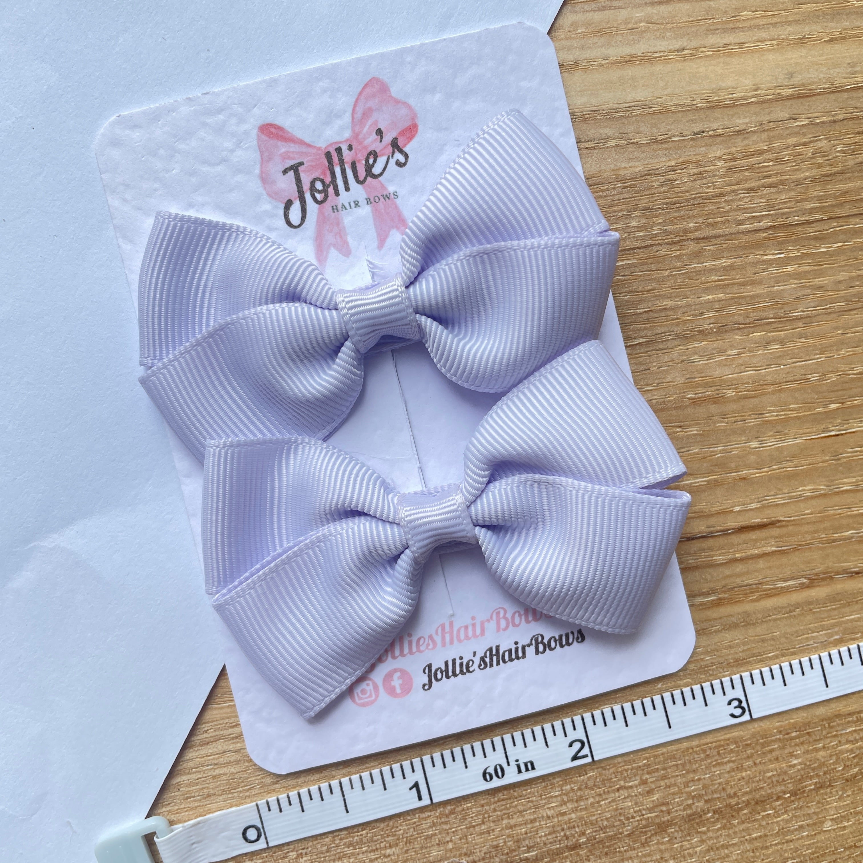 2.75" Lilac Mist Classic Hair Bows (Pair) – Grosgrain Ribbon with Lined Alligator Clips