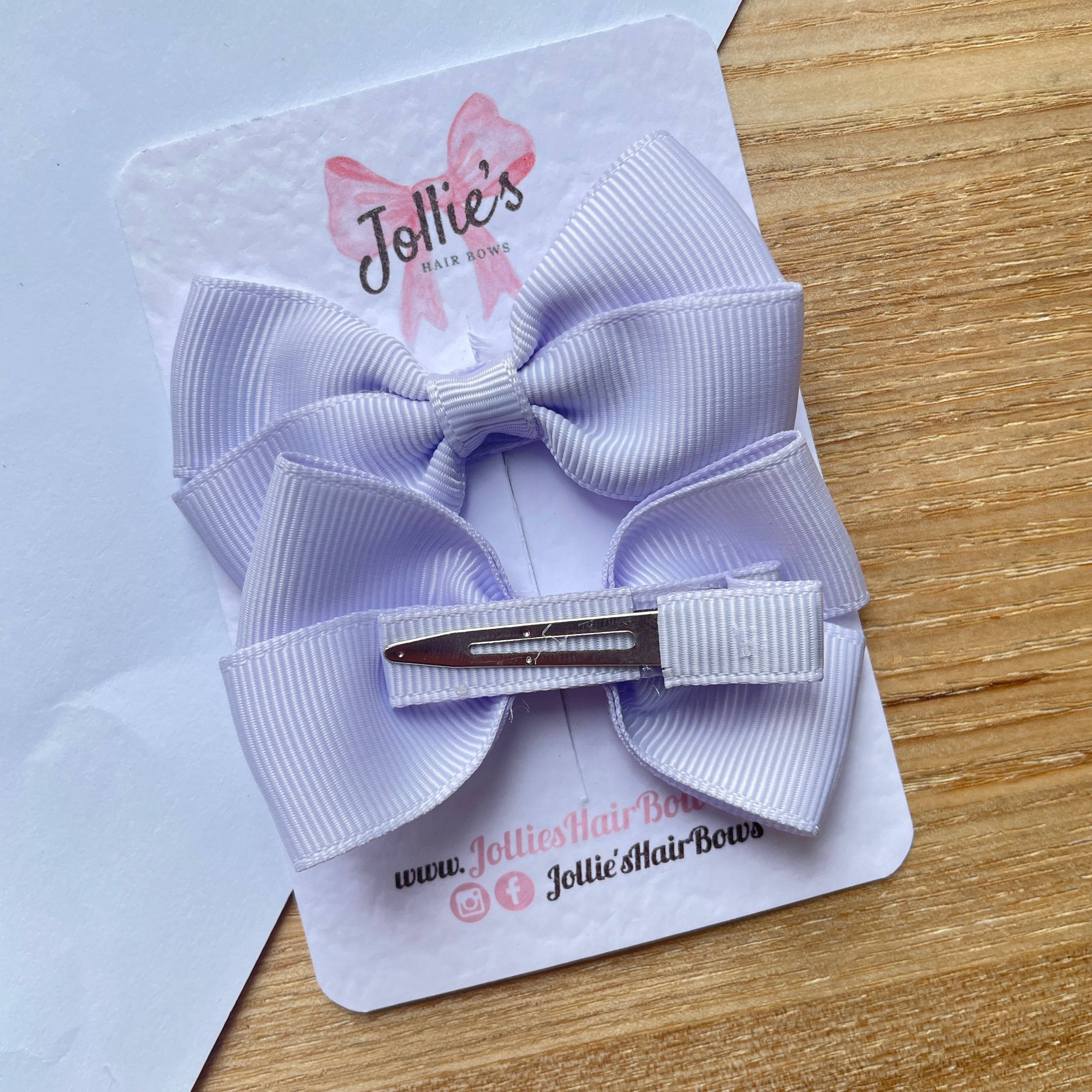 2.75" Lilac Mist Classic Hair Bows (Pair) – Grosgrain Ribbon with Lined Alligator Clips