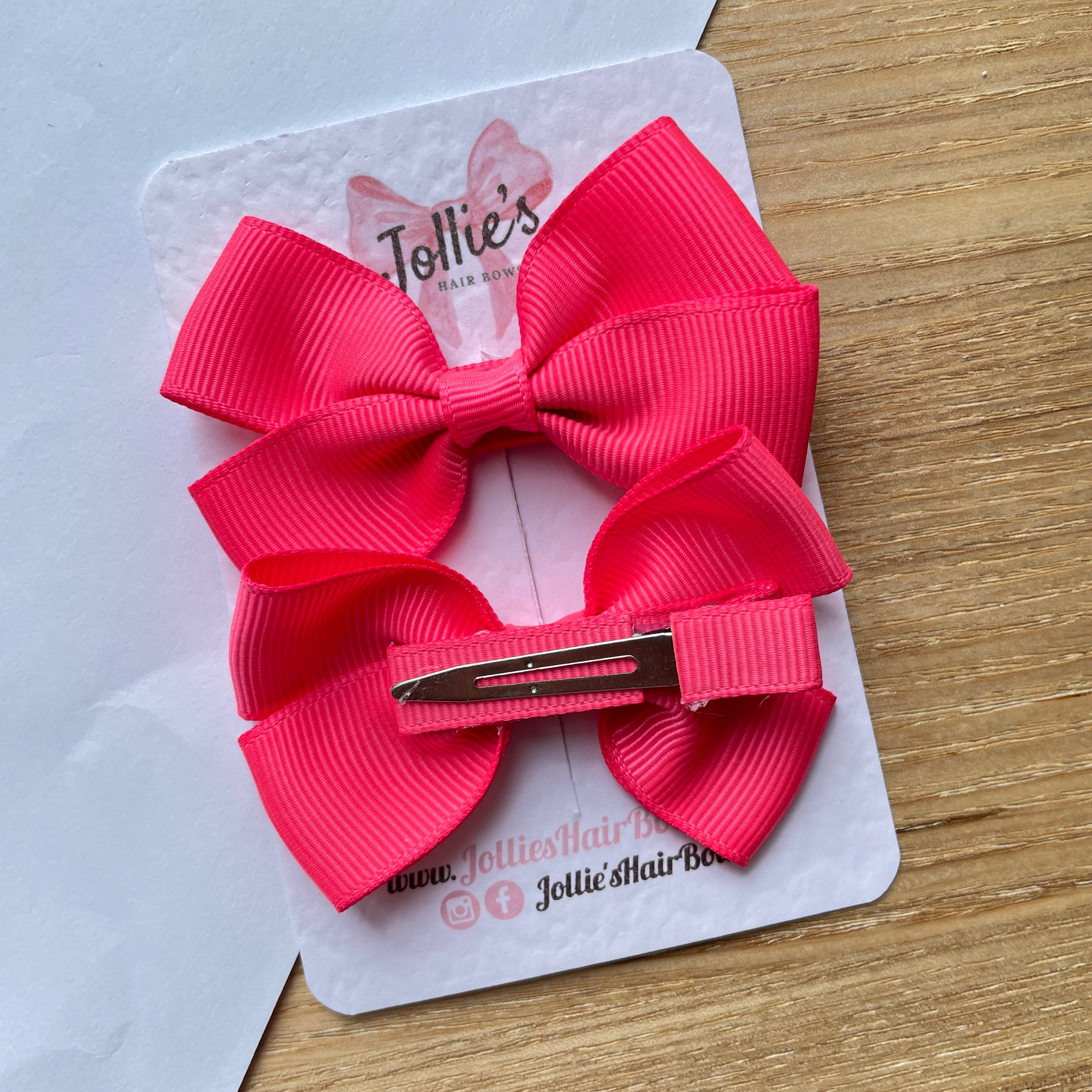 2.75" Passion Fruit Classic Hair Bows (Pair) – Grosgrain Ribbon with Lined Alligator Clips