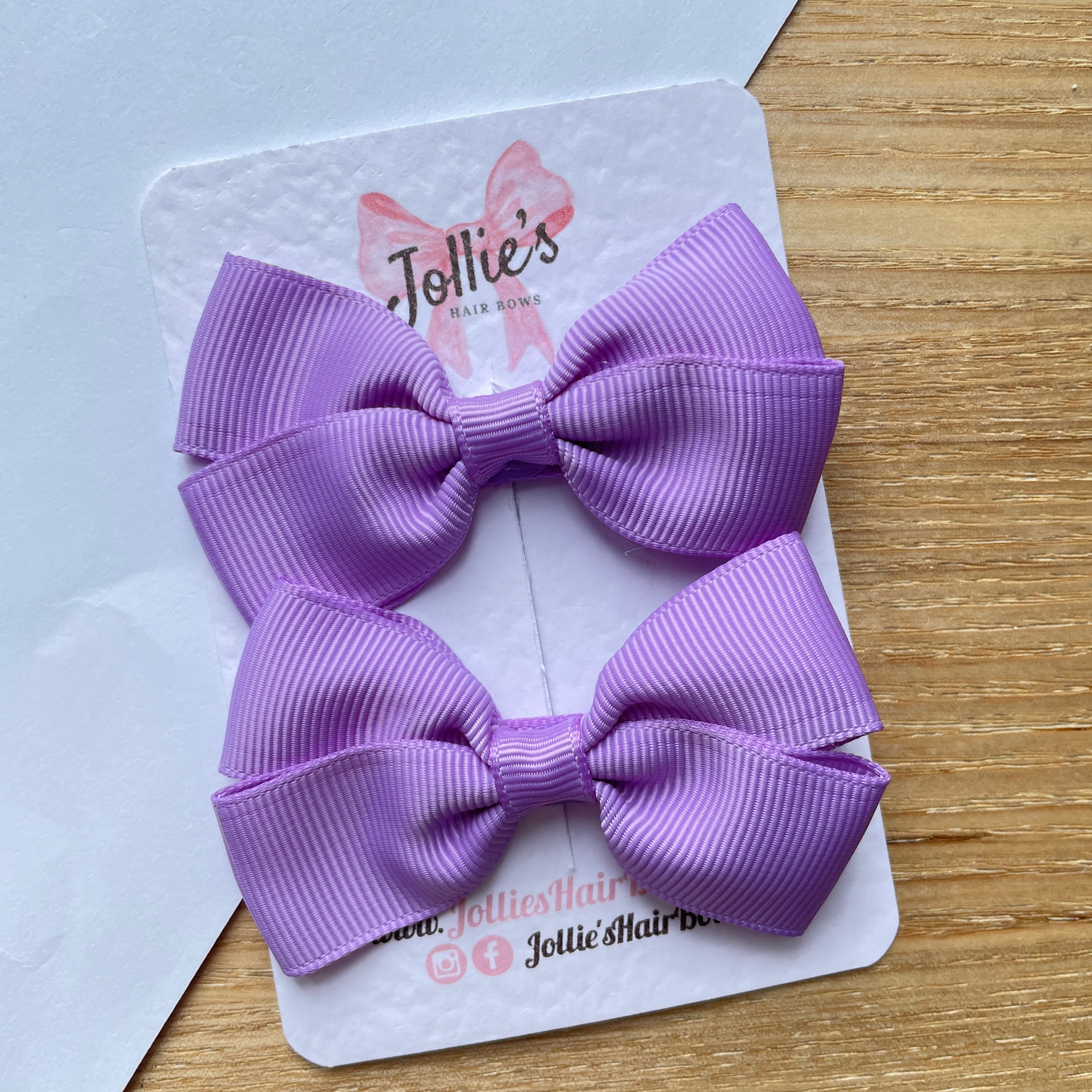 2.75" Hyacinth Classic Hair Bows (Pair) – Grosgrain Ribbon with Lined Alligator Clips