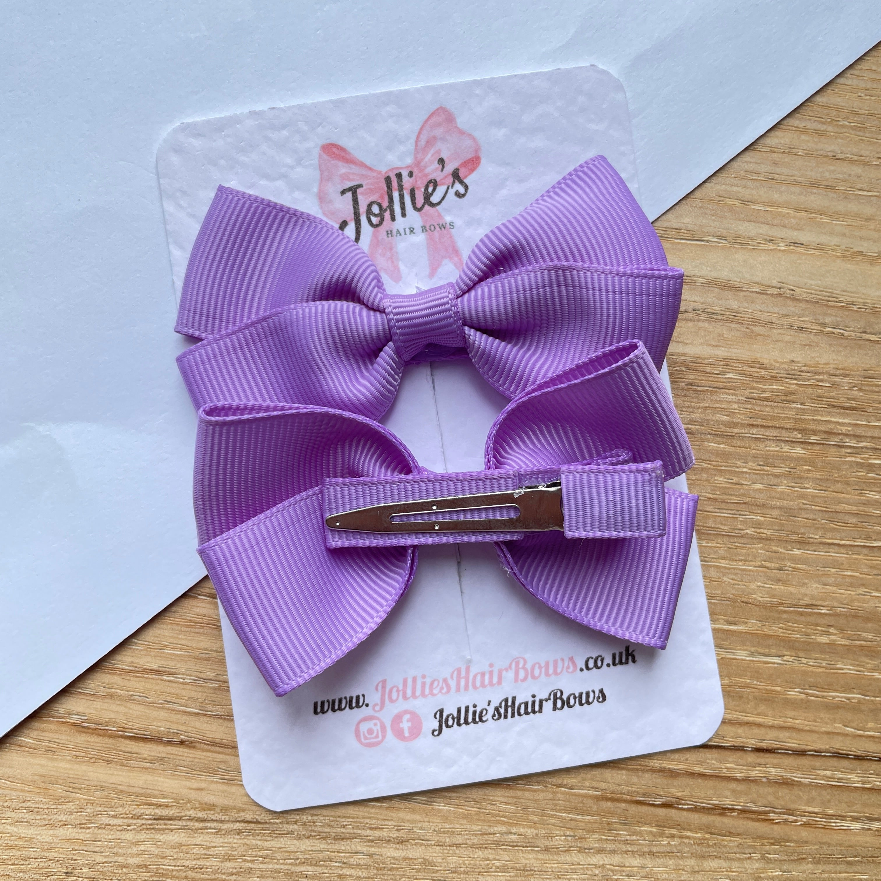 2.75" Hyacinth Classic Hair Bows (Pair) – Grosgrain Ribbon with Lined Alligator Clips