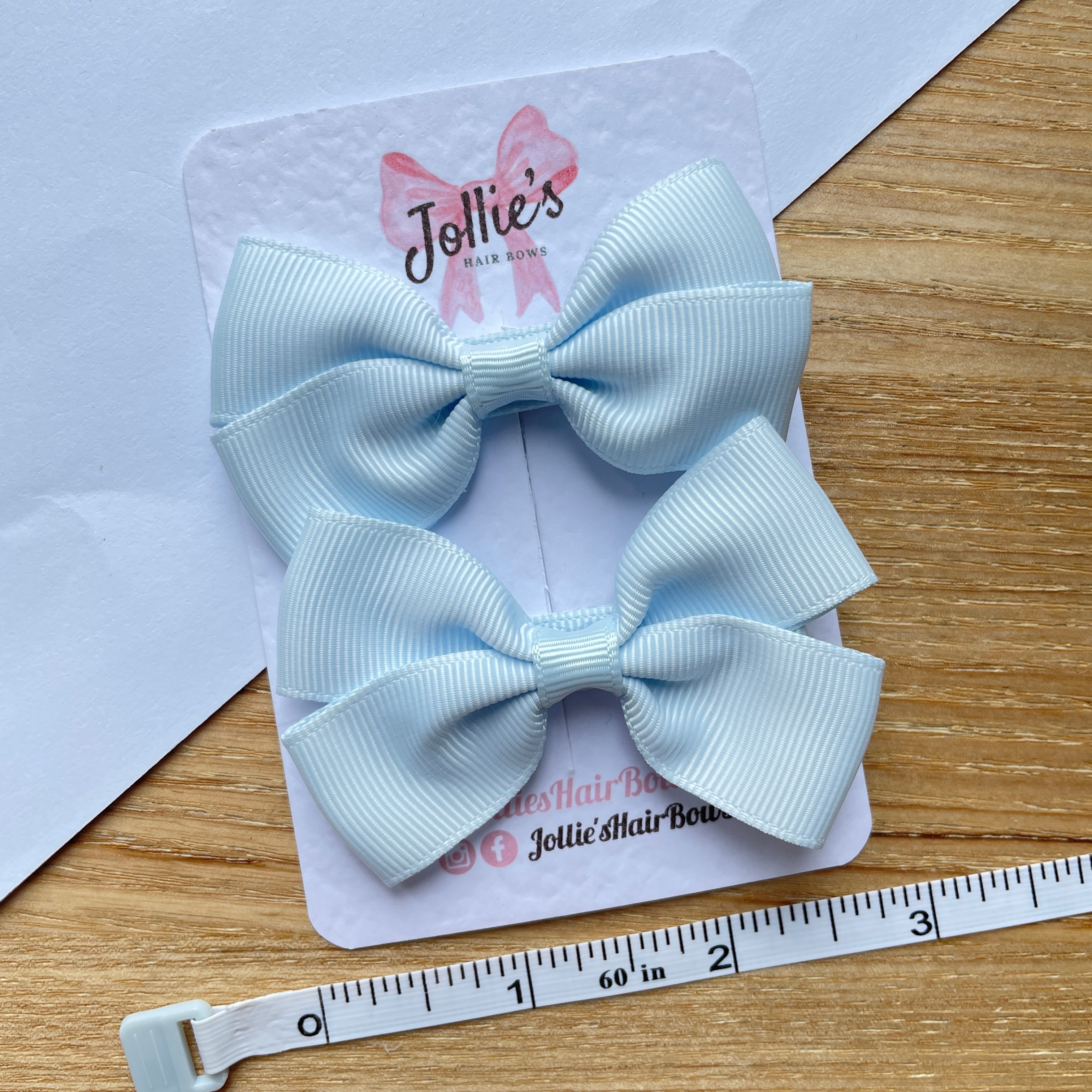 2.75" Blue Vapor Classic Hair Bows (Pair) – Grosgrain Ribbon with Lined Alligator Clips