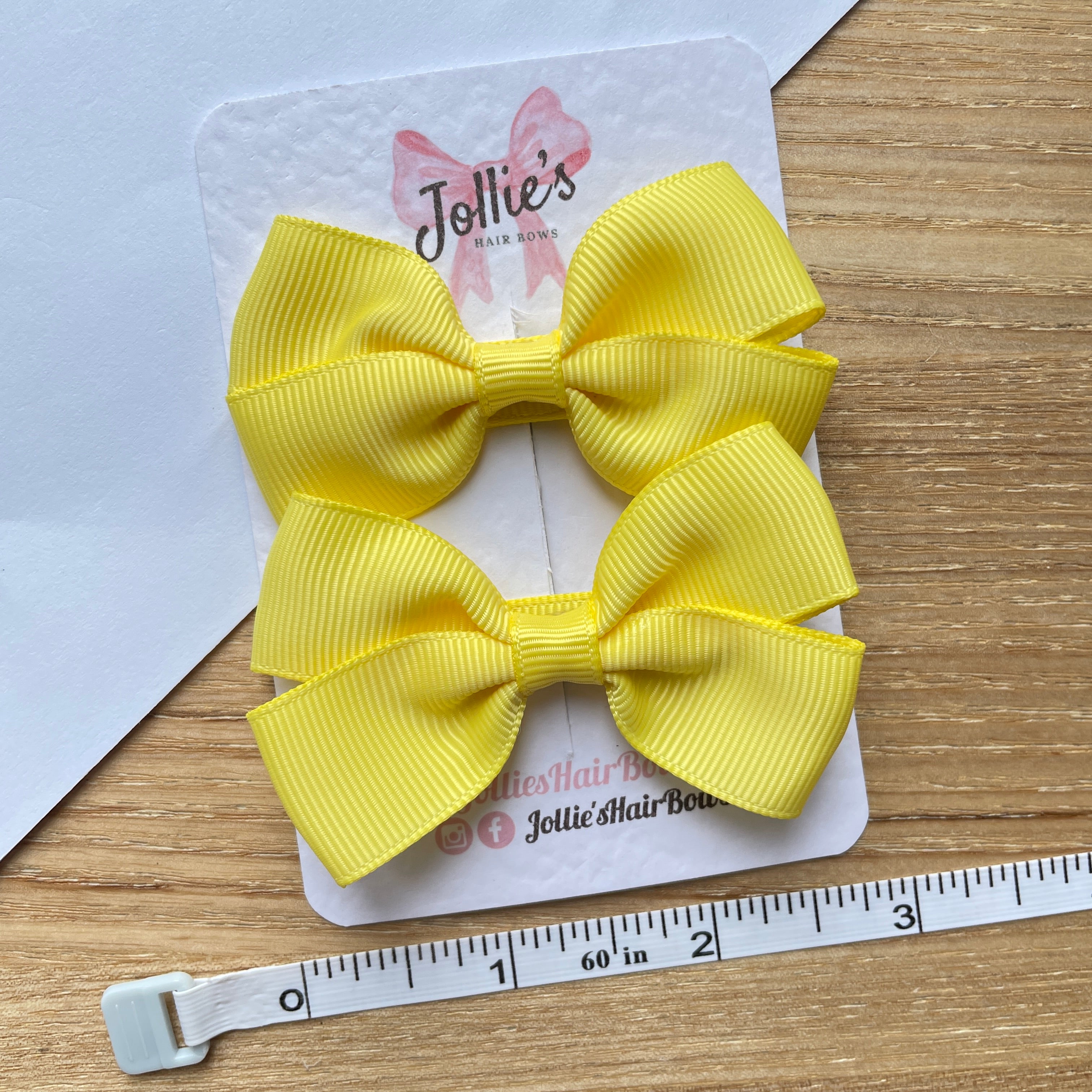 2.75" Lemon Classic Hair Bows (Pair) – Grosgrain Ribbon with Lined Alligator Clips