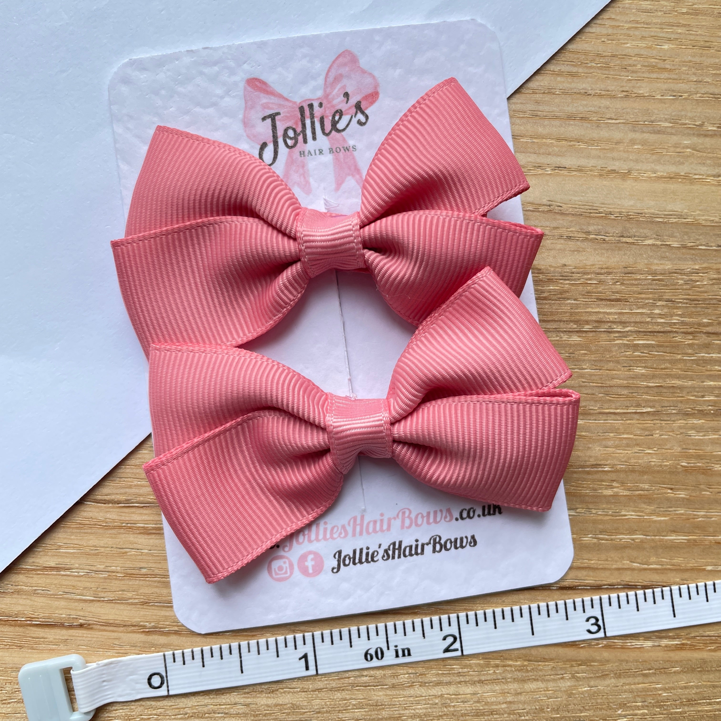 2.75" Dusty Rose Classic Hair Bows (Pair) – Grosgrain Ribbon with Lined Alligator Clips