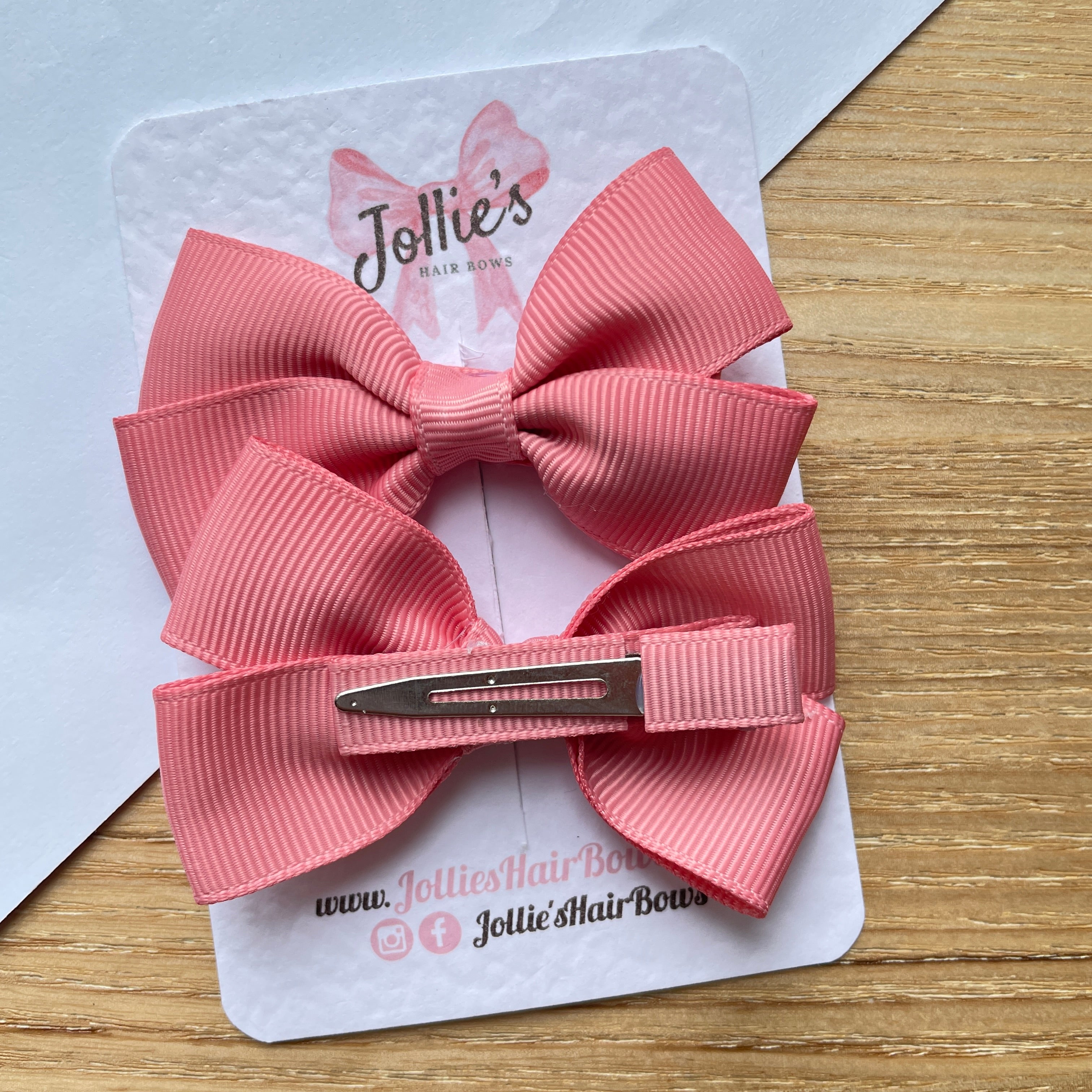 2.75" Dusty Rose Classic Hair Bows (Pair) – Grosgrain Ribbon with Lined Alligator Clips