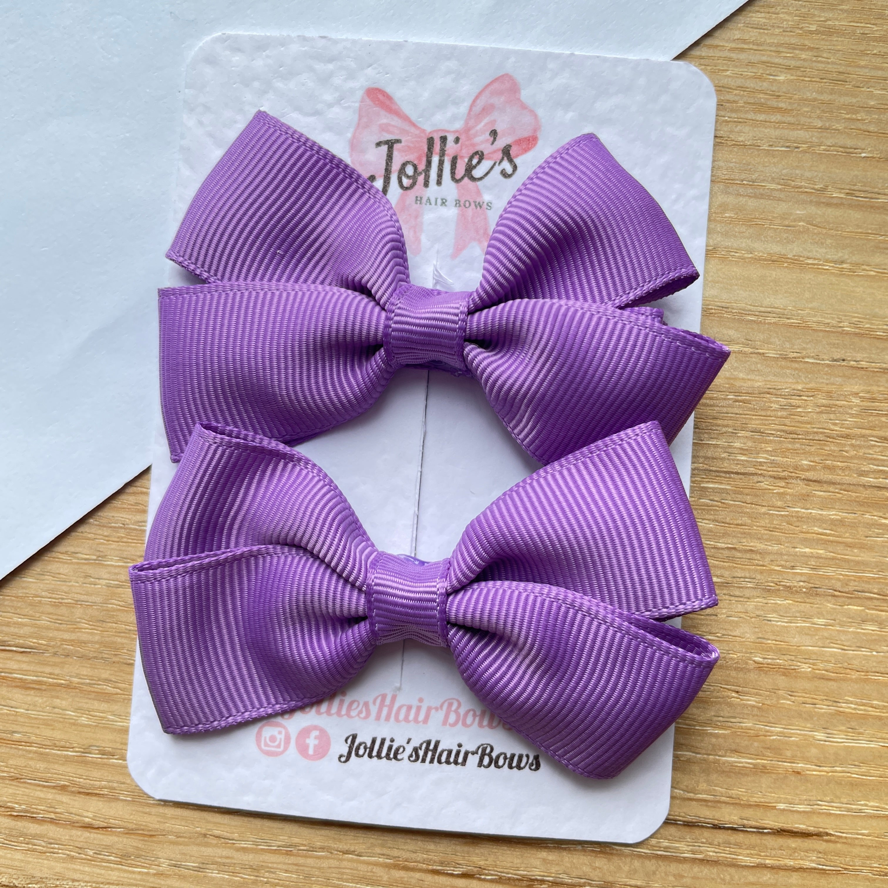 2.75" Grape Classic Hair Bows (Pair) – Grosgrain Ribbon with Lined Alligator Clips