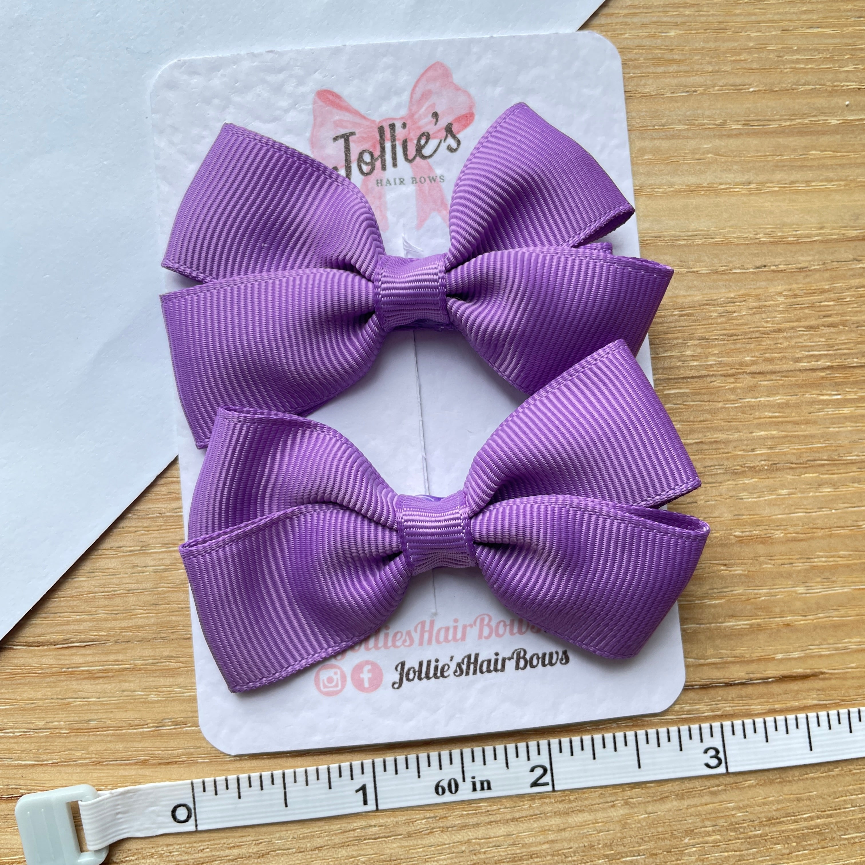 2.75" Grape Classic Hair Bows (Pair) – Grosgrain Ribbon with Lined Alligator Clips
