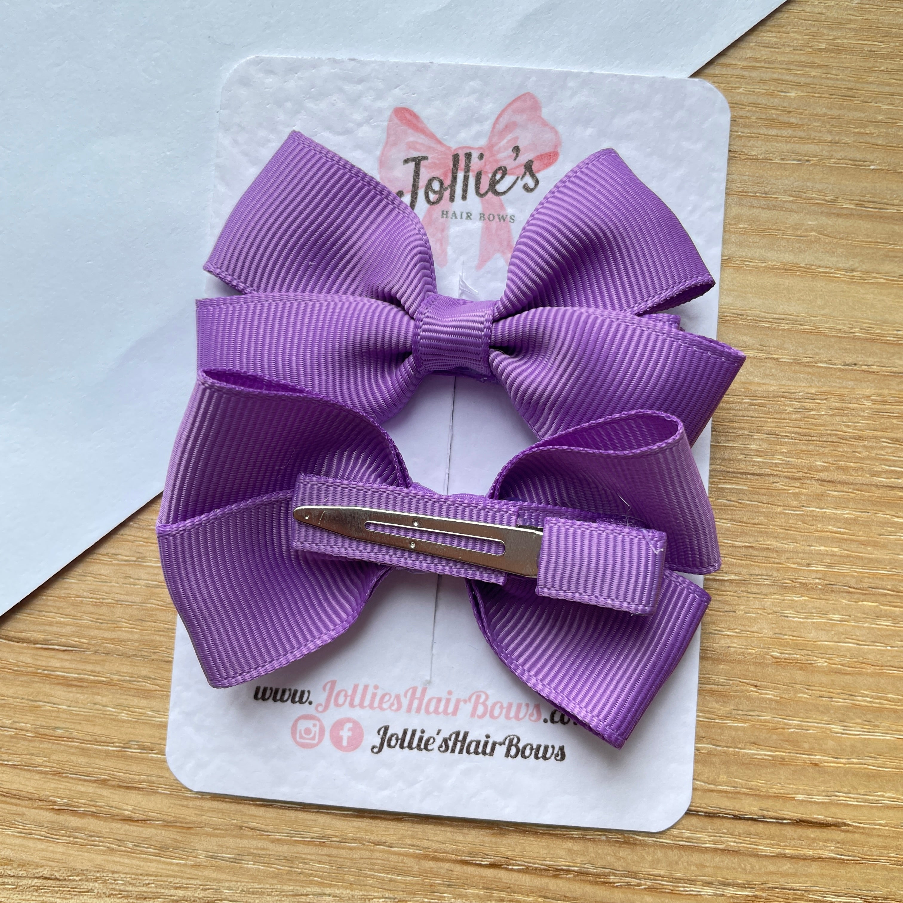 2.75" Grape Classic Hair Bows (Pair) – Grosgrain Ribbon with Lined Alligator Clips