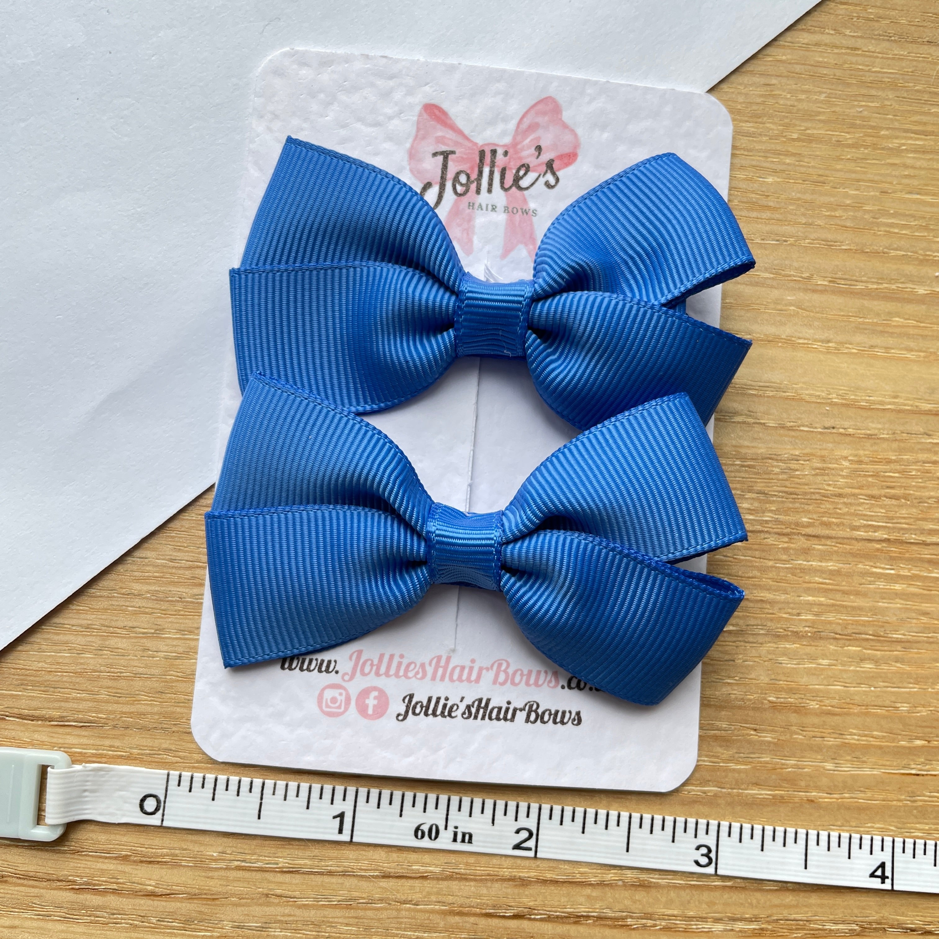 2.75" Royal Blue Classic Hair Bows (Pair) – Grosgrain Ribbon with Lined Alligator Clips