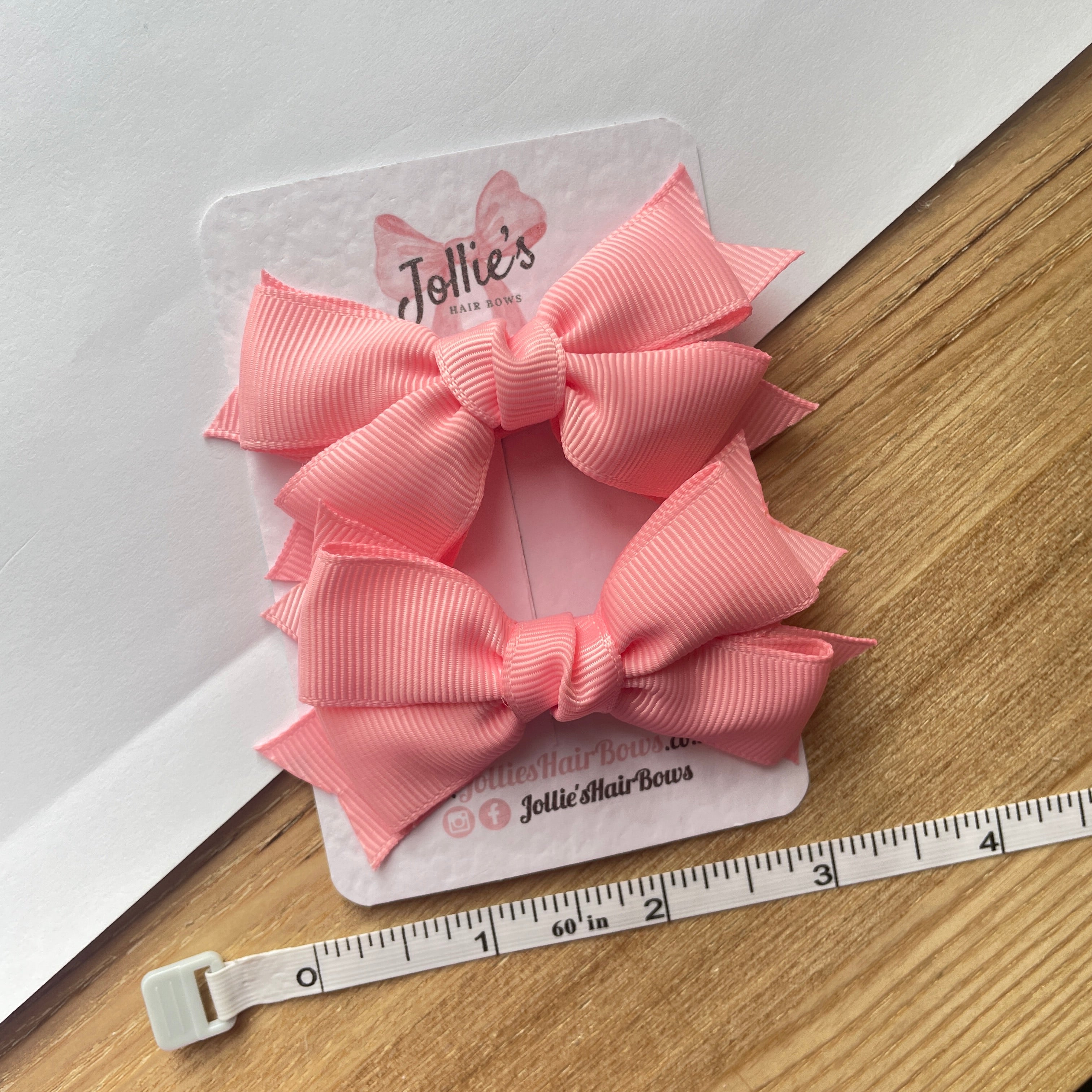 3" Pink Layered Hair Bows (Pair) – Grosgrain with Alligator Clip