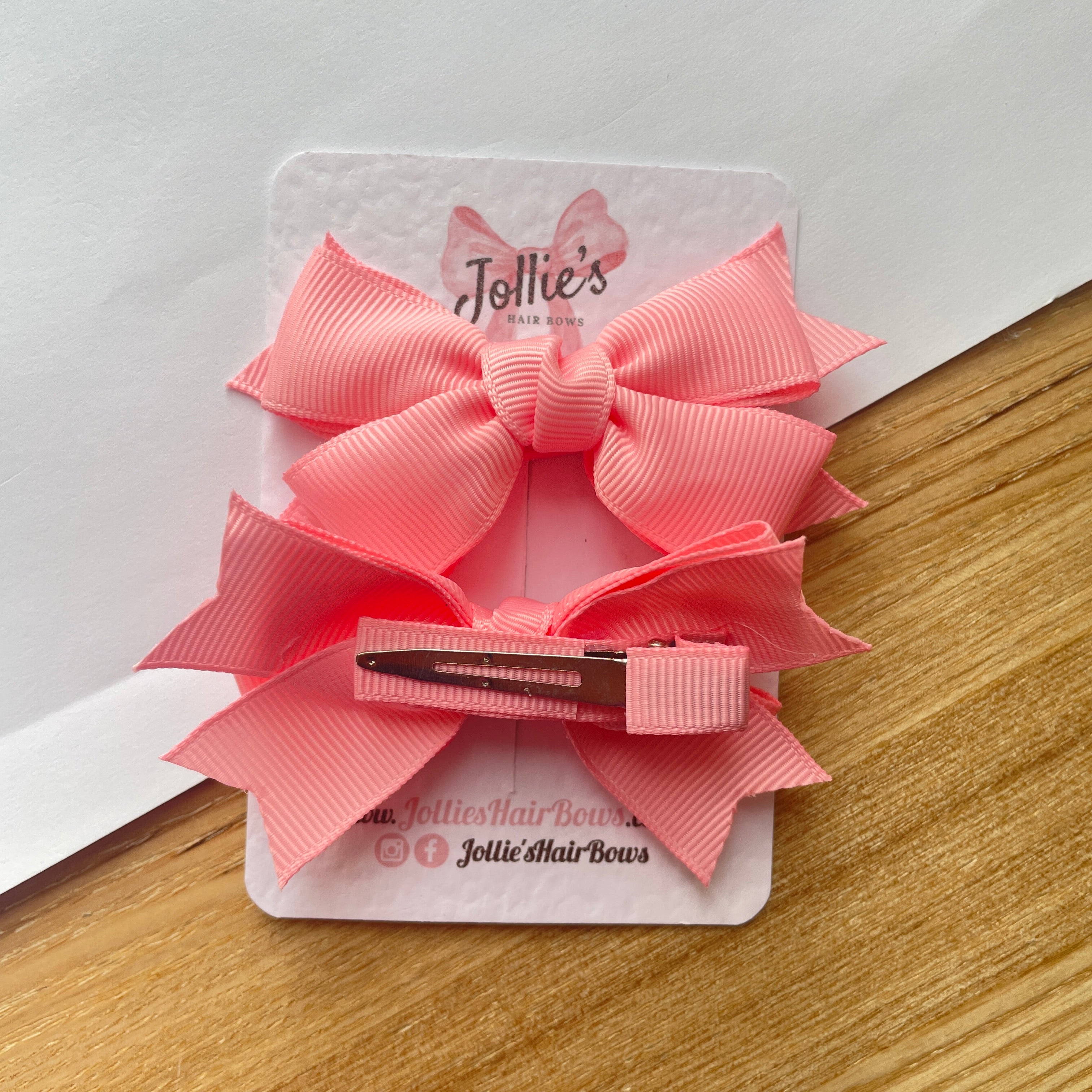 3" Pink Layered Hair Bows (Pair) β Grosgrain with Alligator Clip