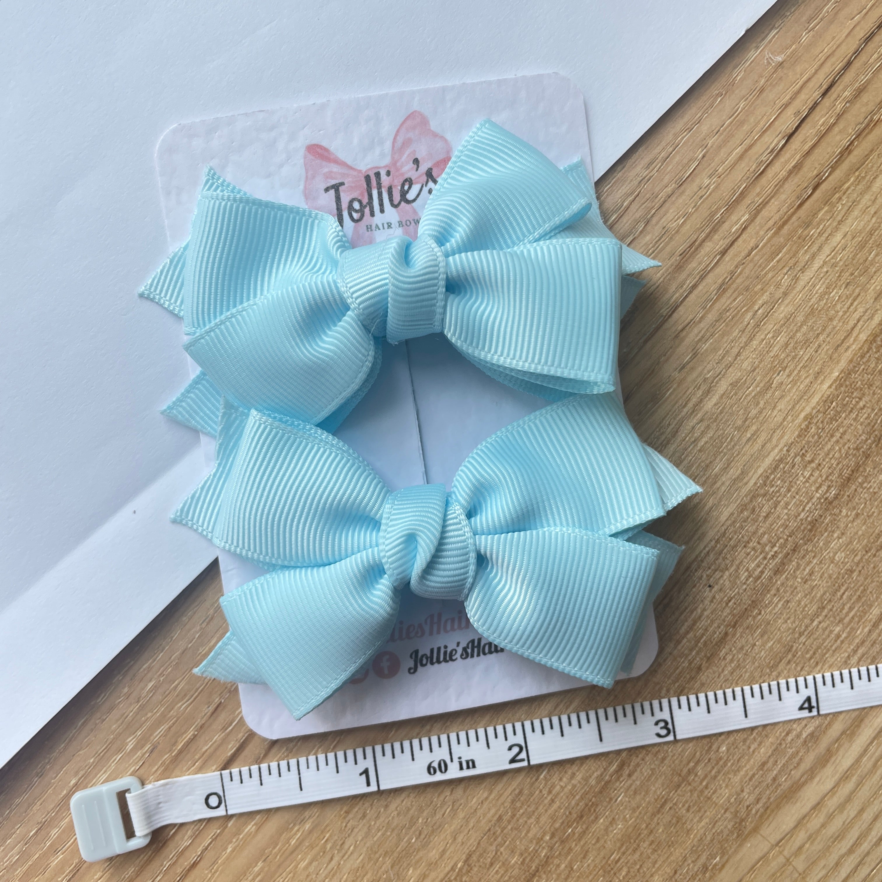 3" Light Blue Layered Hair Bows (Pair) – Grosgrain with Alligator Clip