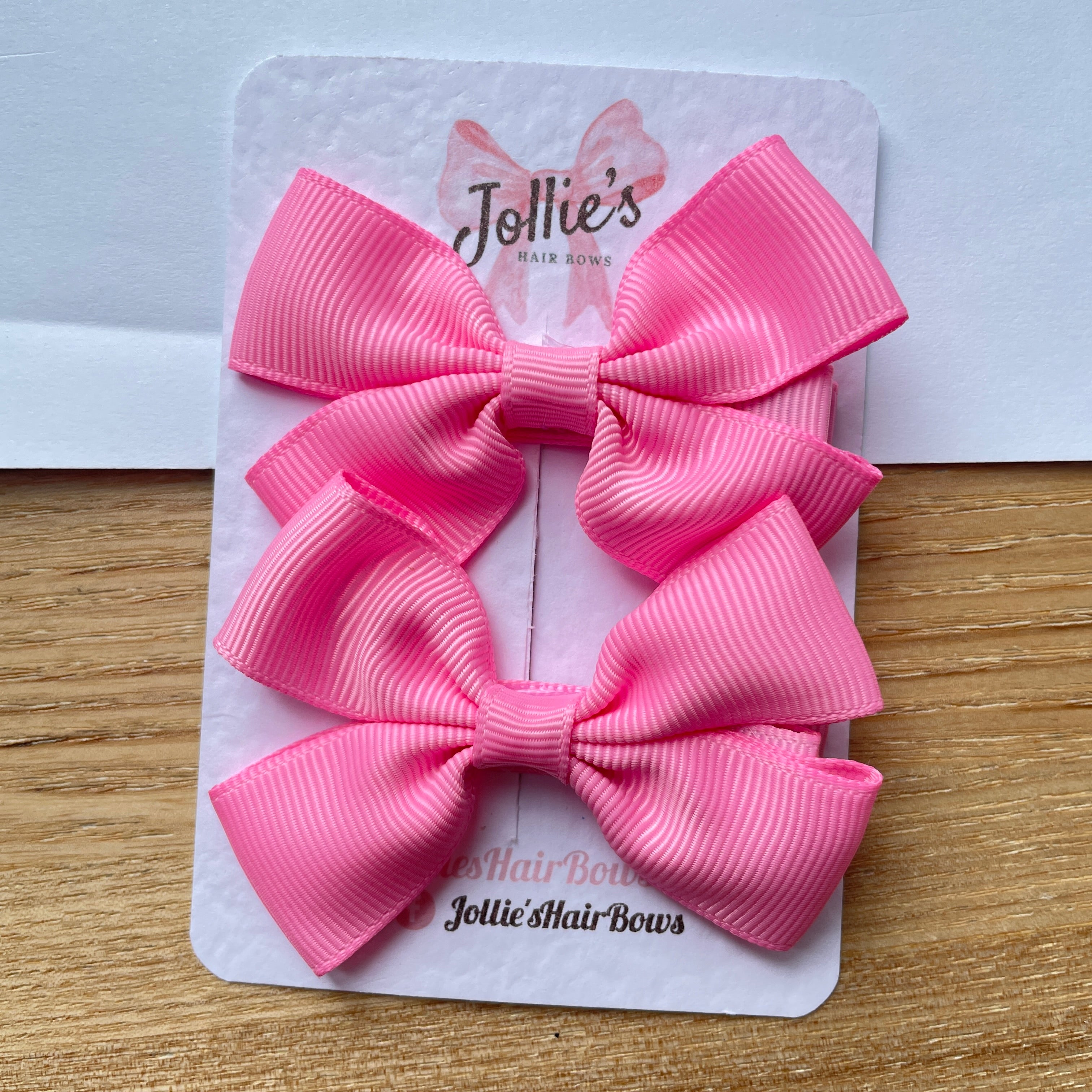2.5" Geranium Pink Classic Hair Bows (Pair) β Grosgrain Ribbon with Lined Alligator Clips