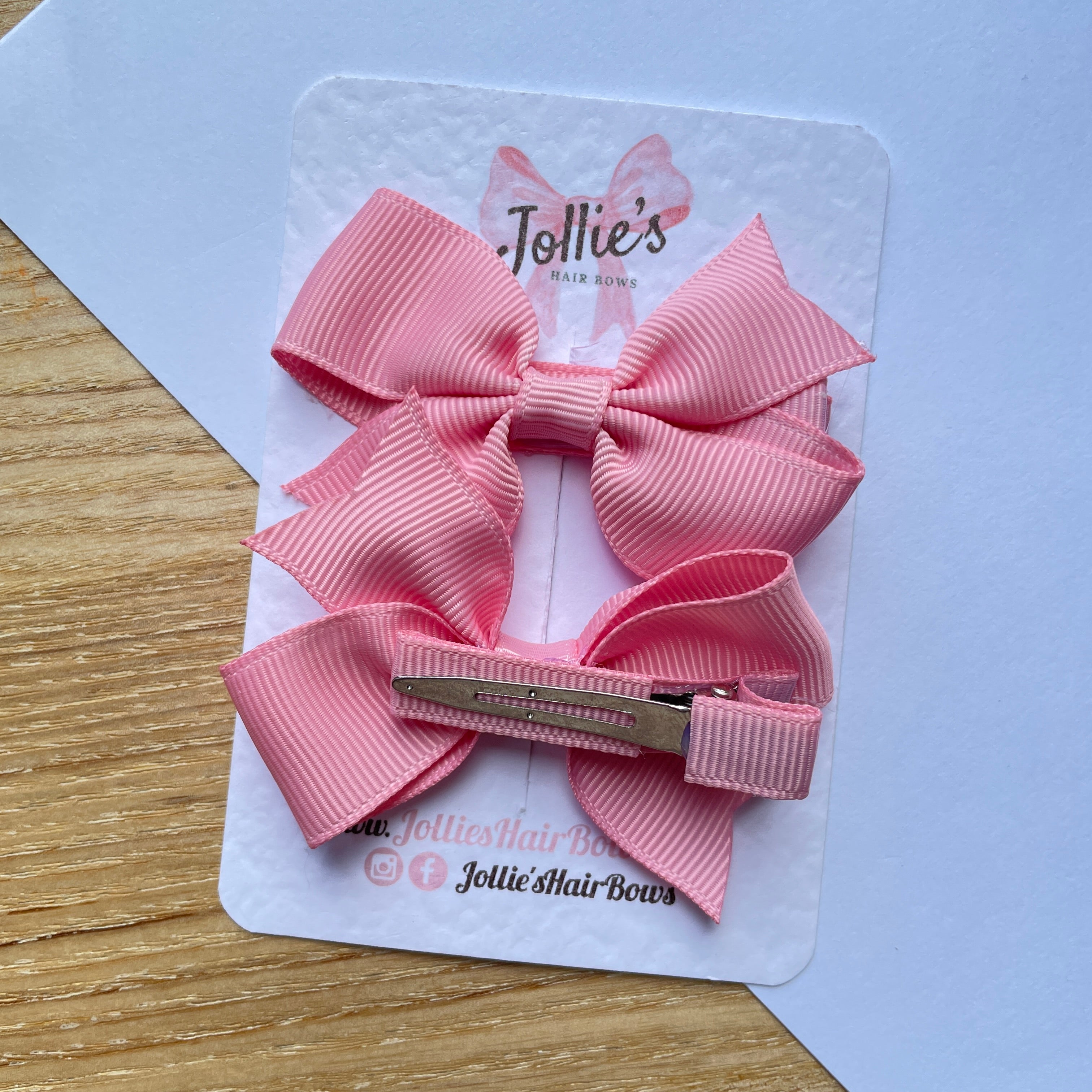 2.5" Peony Lively Bow Clip Set – Grosgrain Ribbon Hair Bows for Girls (Pair)