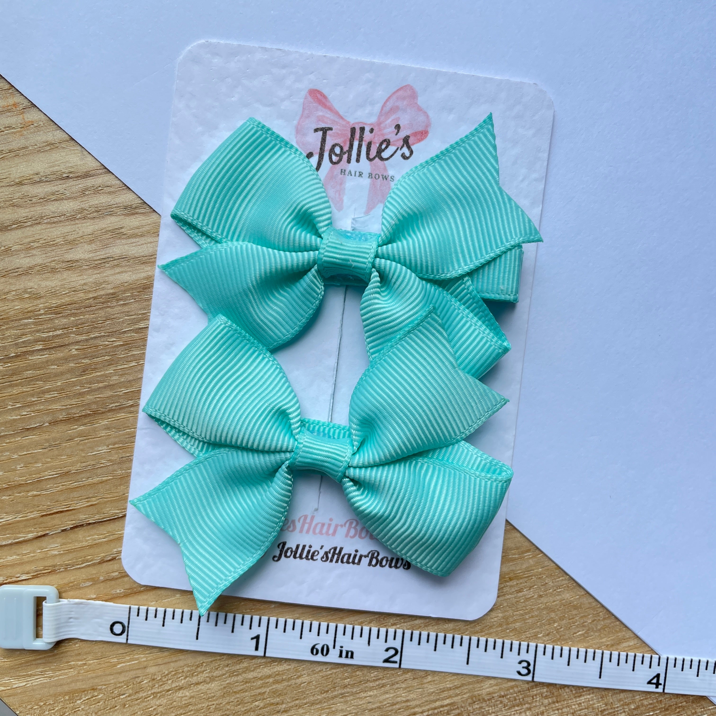 2.5" Aqua Lively Bow Clip Set – Grosgrain Ribbon Hair Bows for Girls (Pair)