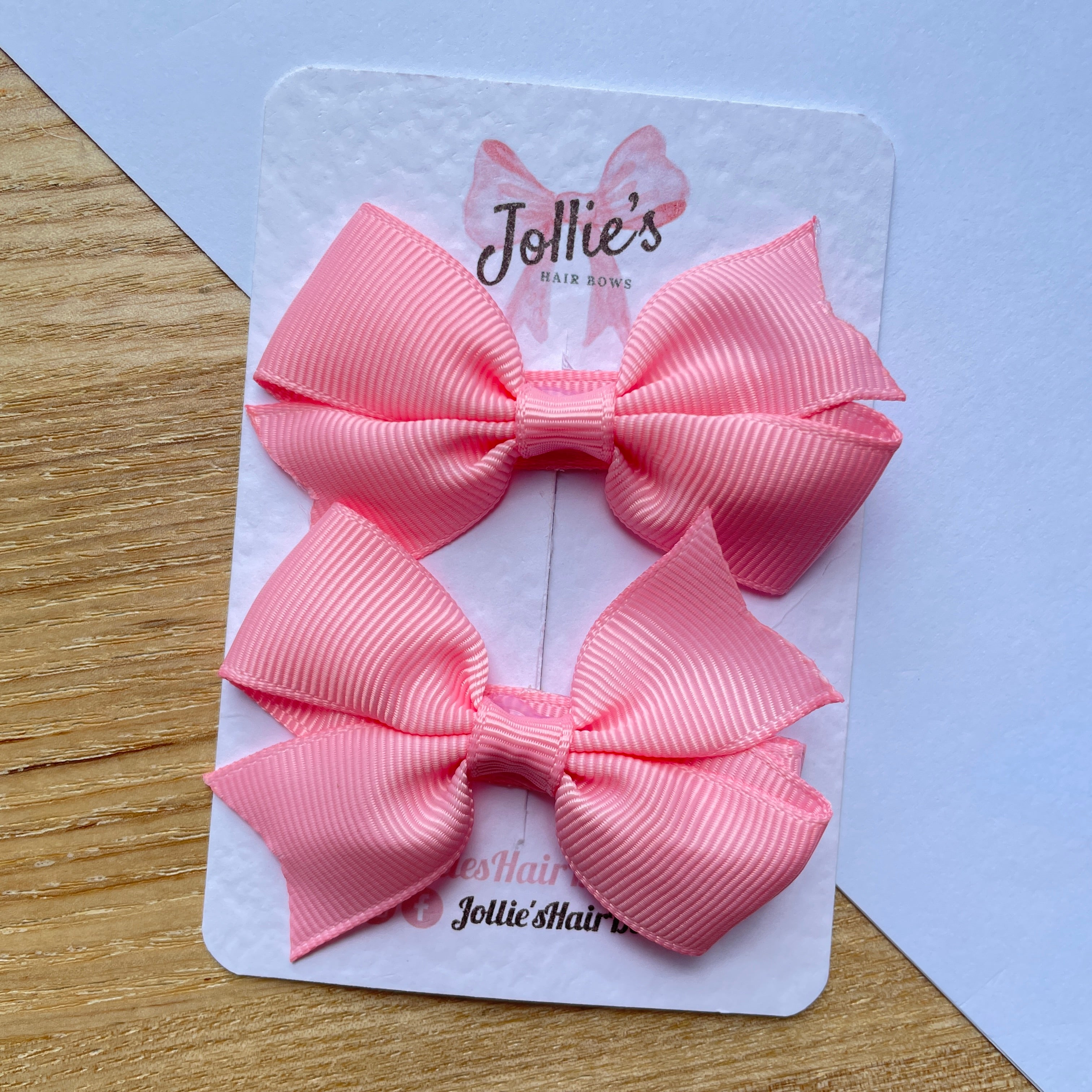 2.5" Pink Lively Bow Clip Set – Grosgrain Ribbon Hair Bows for Girls (Pair)