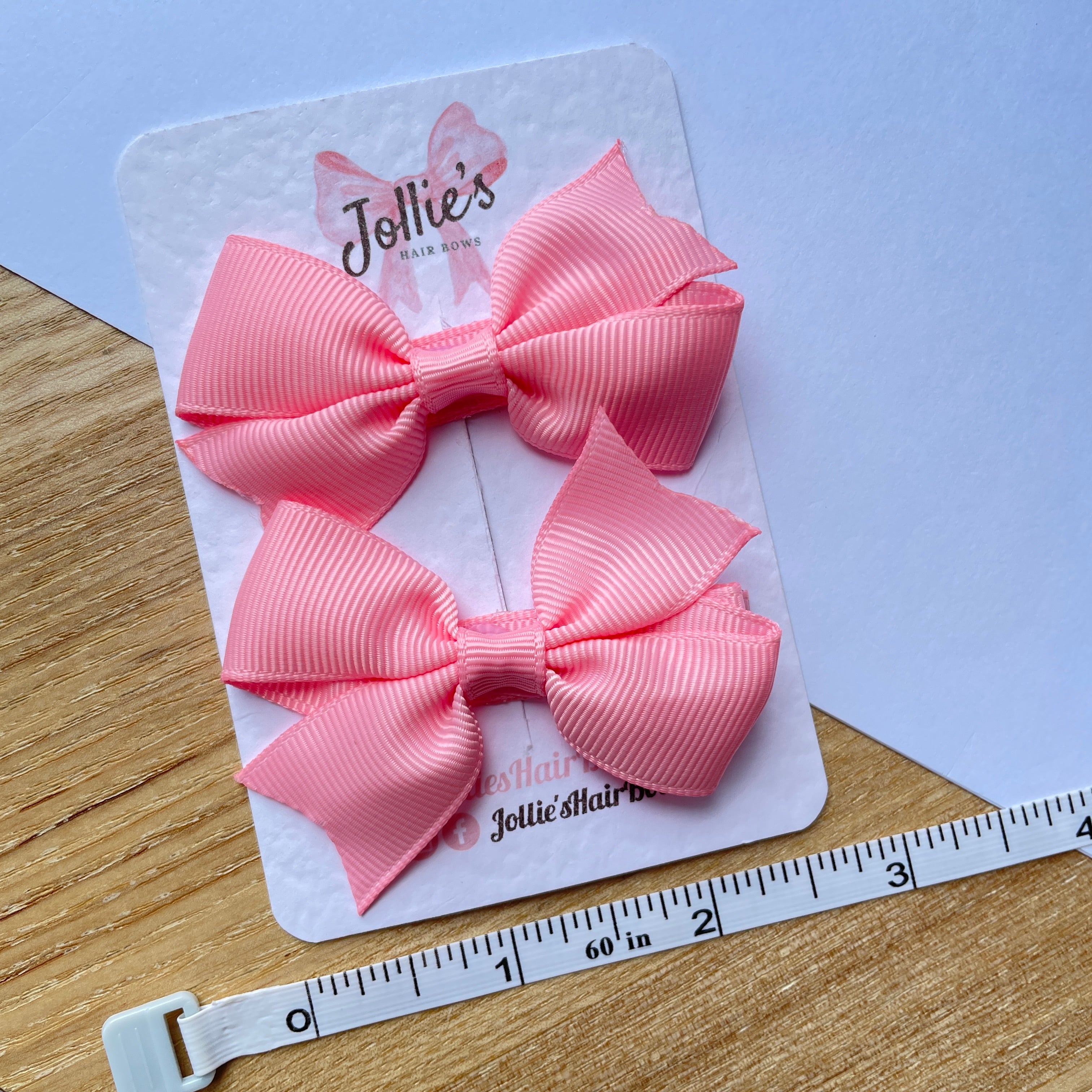 2.5" Pink Lively Bow Clip Set – Grosgrain Ribbon Hair Bows for Girls (Pair)