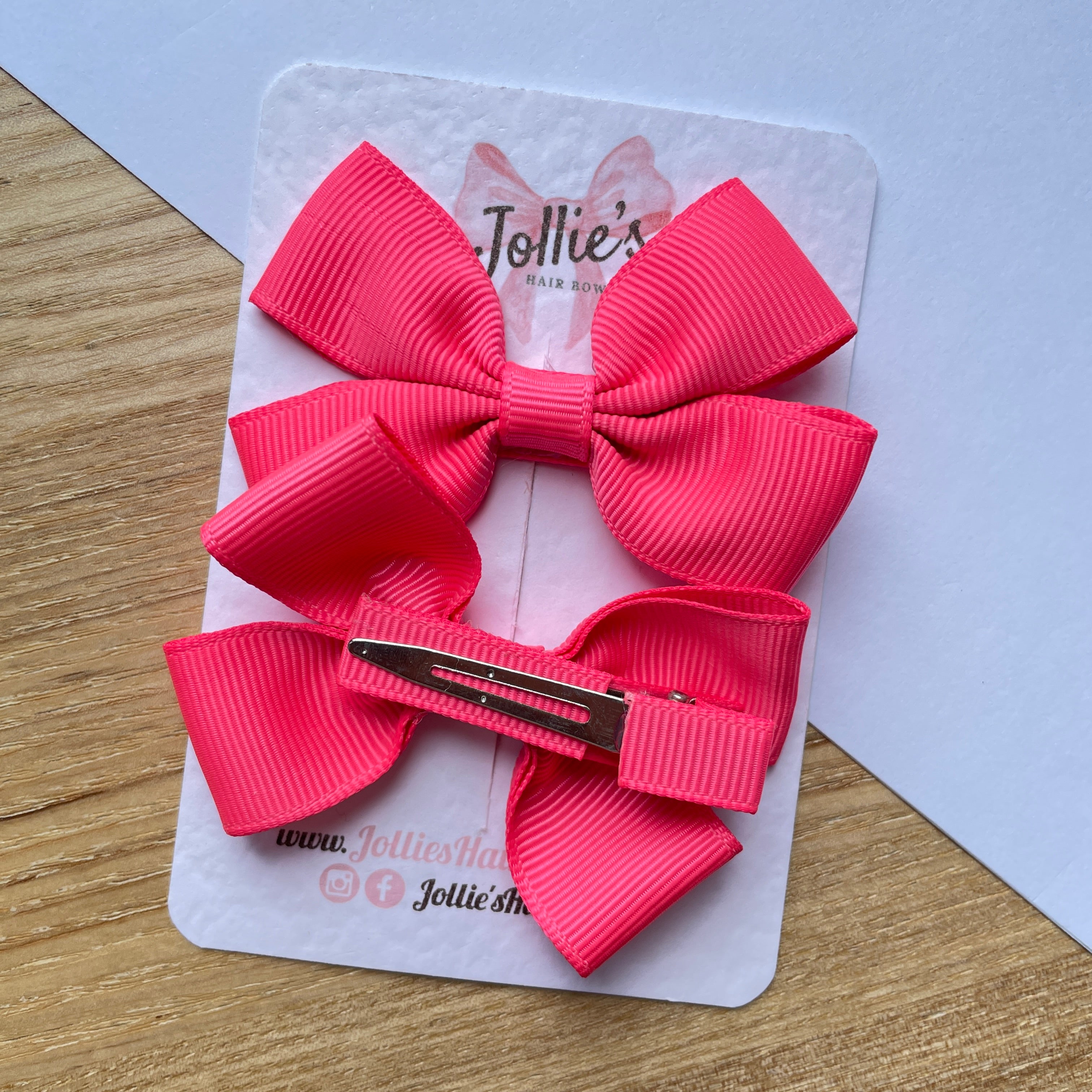2.5" Passion Fruit Classic Hair Bows (Pair) β Grosgrain Ribbon with Lined Alligator Clips