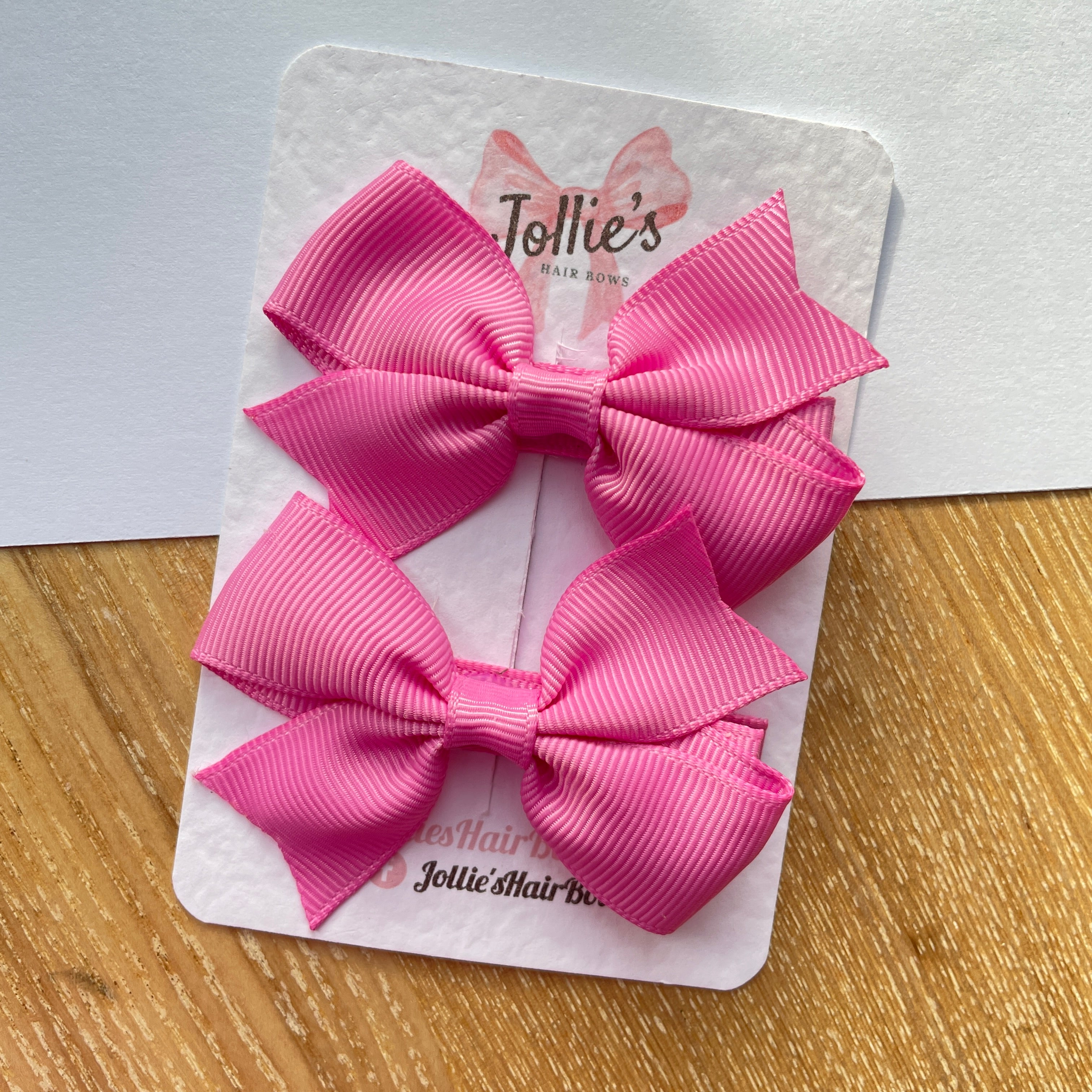 2.5" Rose Bloom Lively Bow Clip Set – Grosgrain Ribbon Hair Bows for Girls (Pair)