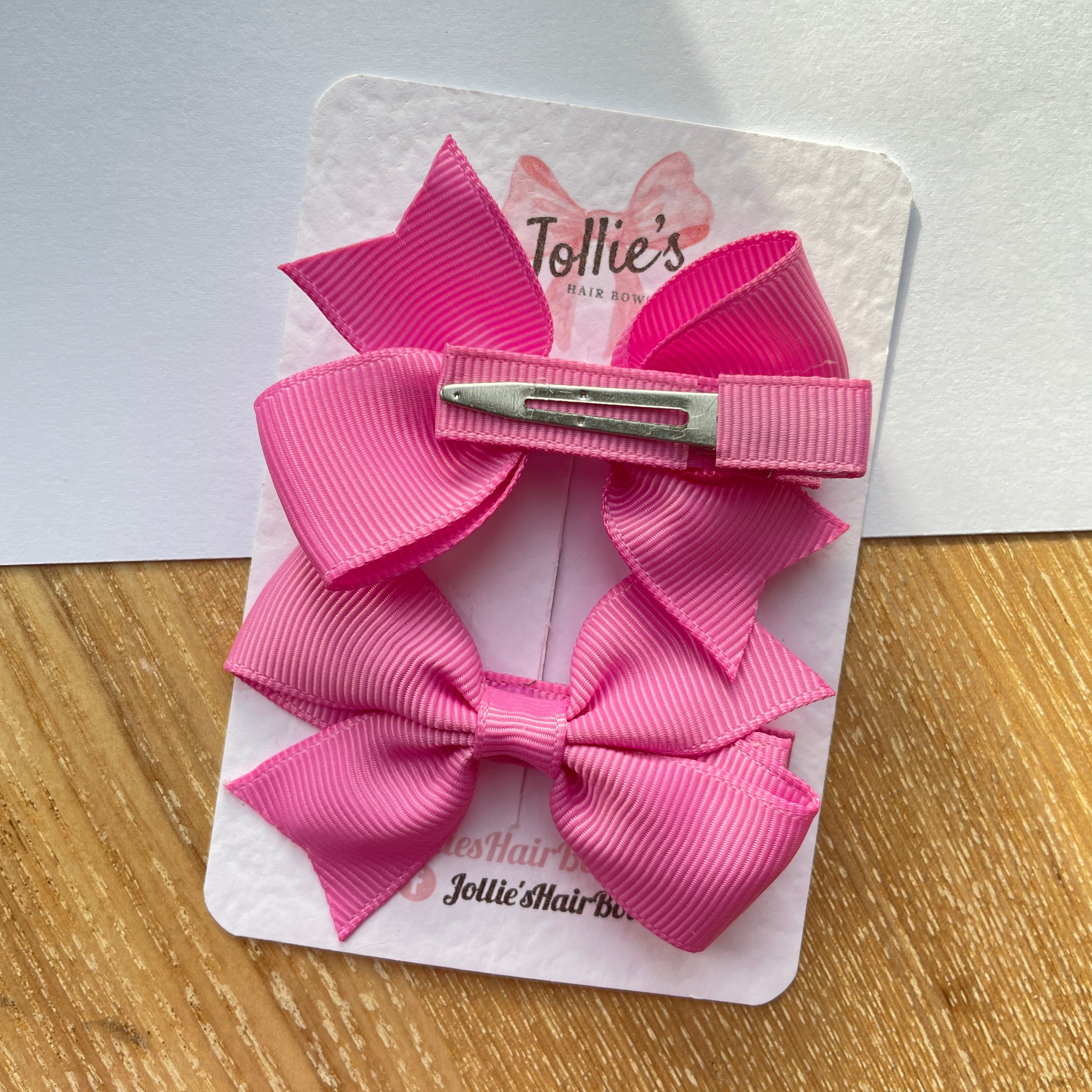 2.5" Rose Bloom Lively Bow Clip Set – Grosgrain Ribbon Hair Bows for Girls (Pair)