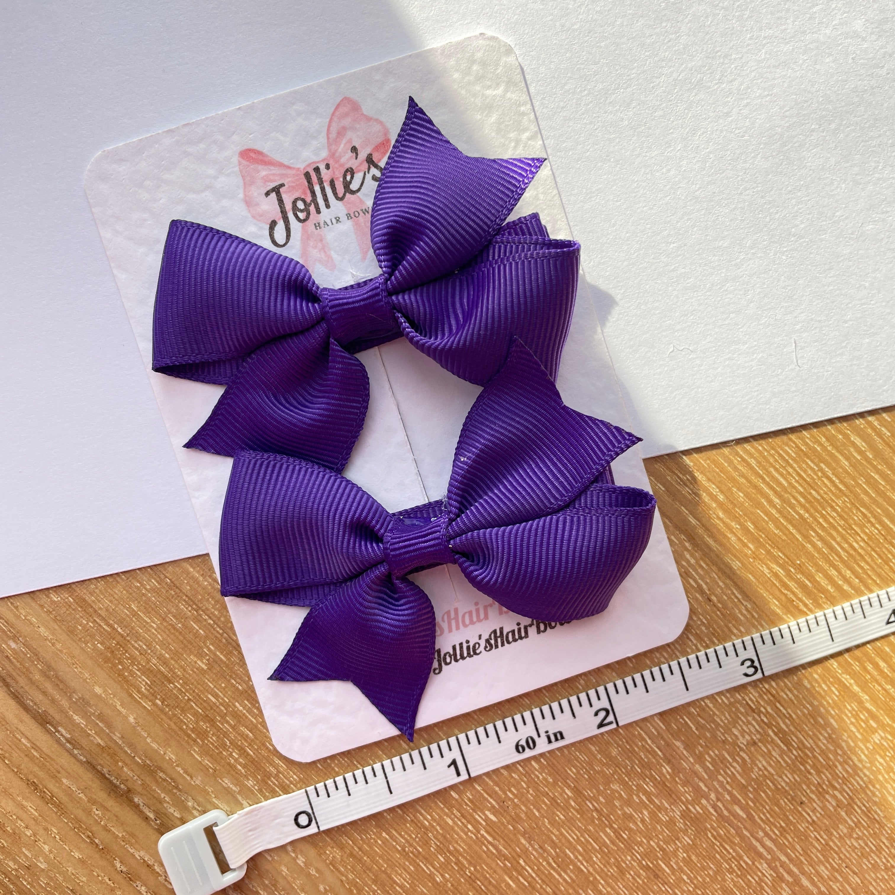2.5" Regal Purple Lively Bow Clip Set – Grosgrain Ribbon Hair Bows for Girls (Pair)